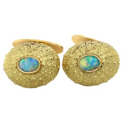 Tony White Australian Designer Shell Opal 18K Gold Cufflinks