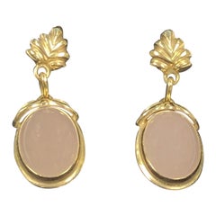 Tony White Gold and Rose Quartz Earrings