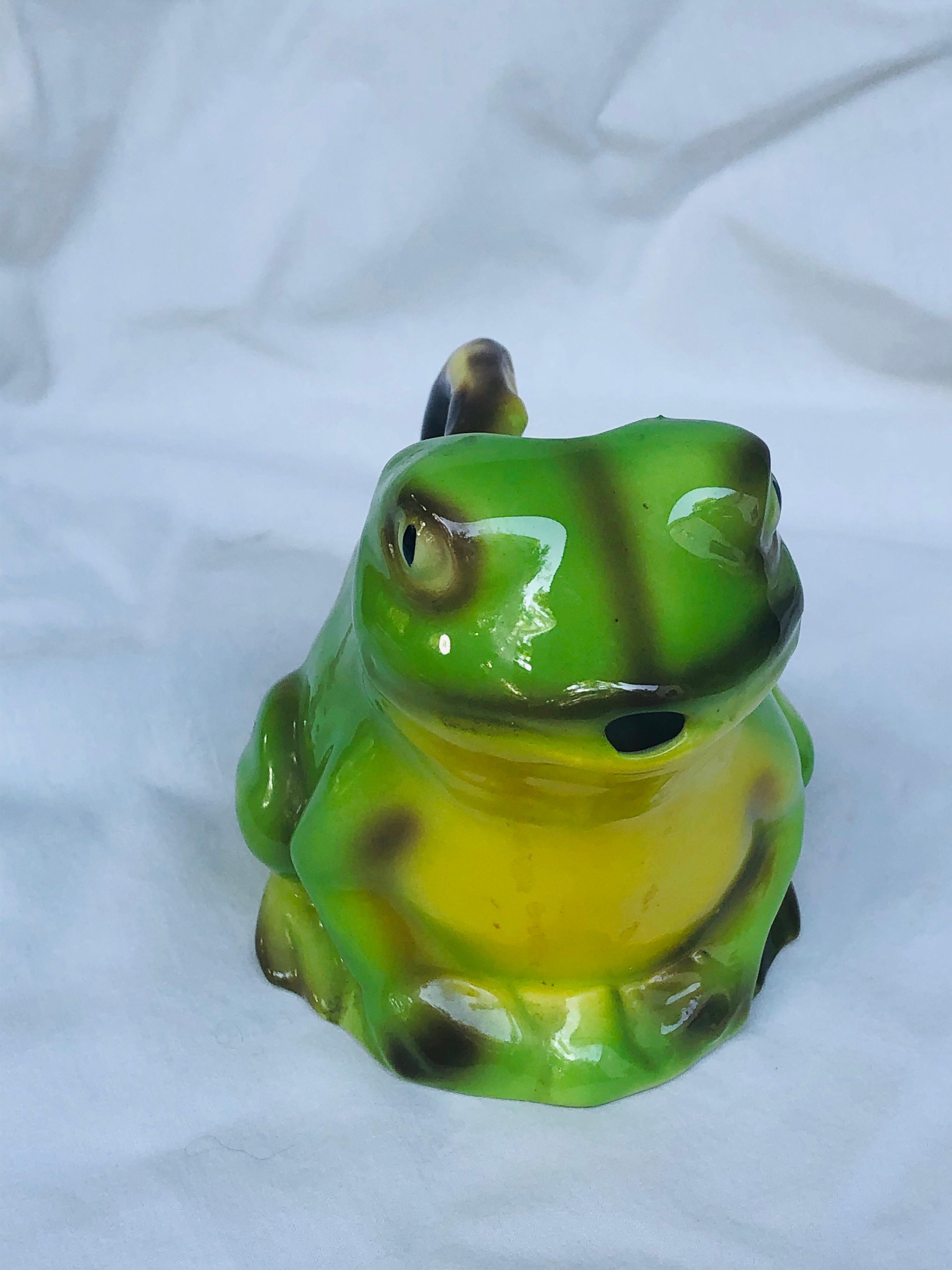 Modern Tony Wood Whimsical Art Pottery Frog Creamer or Pitcher For Sale