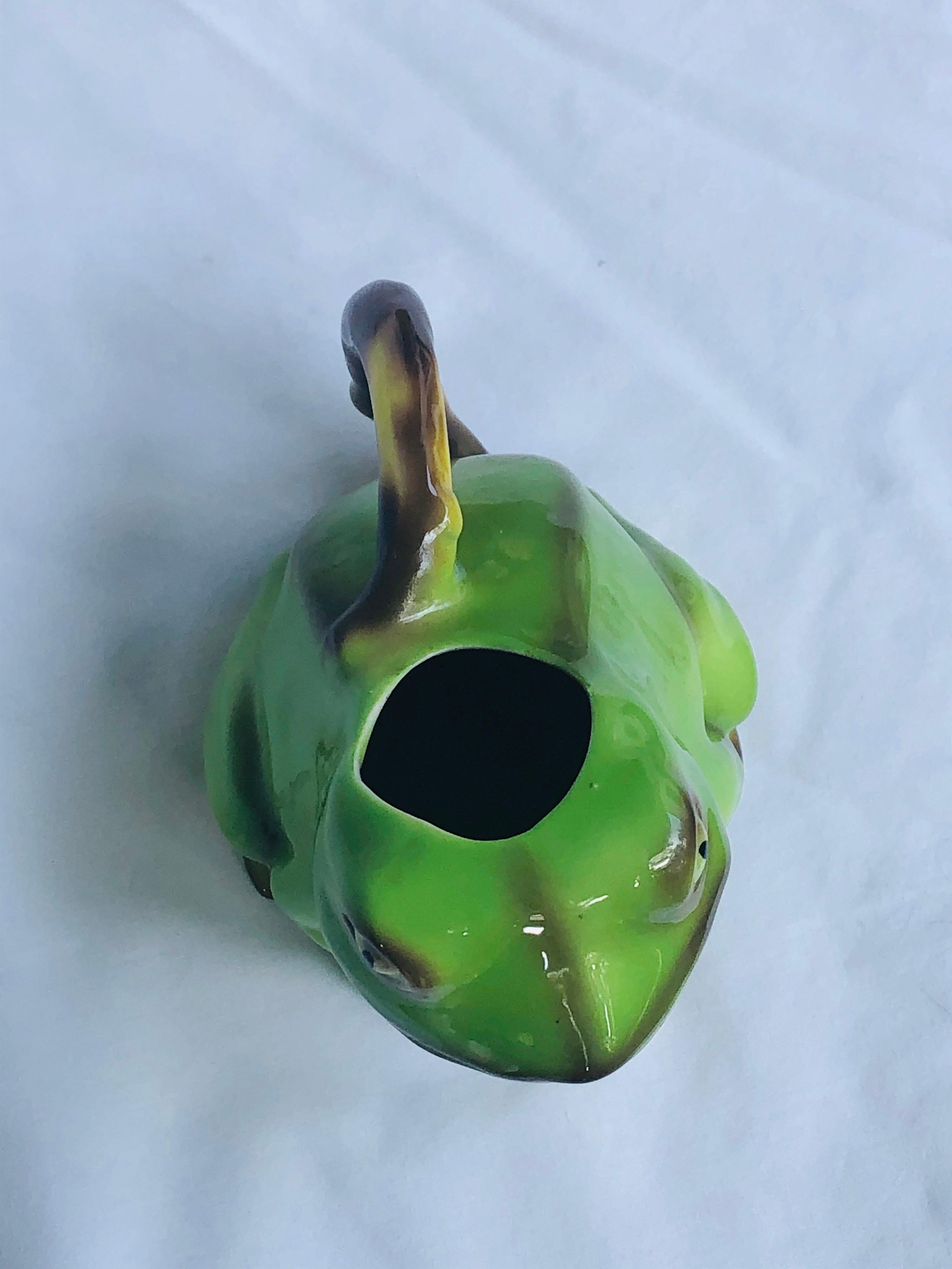 English Tony Wood Whimsical Art Pottery Frog Creamer or Pitcher For Sale