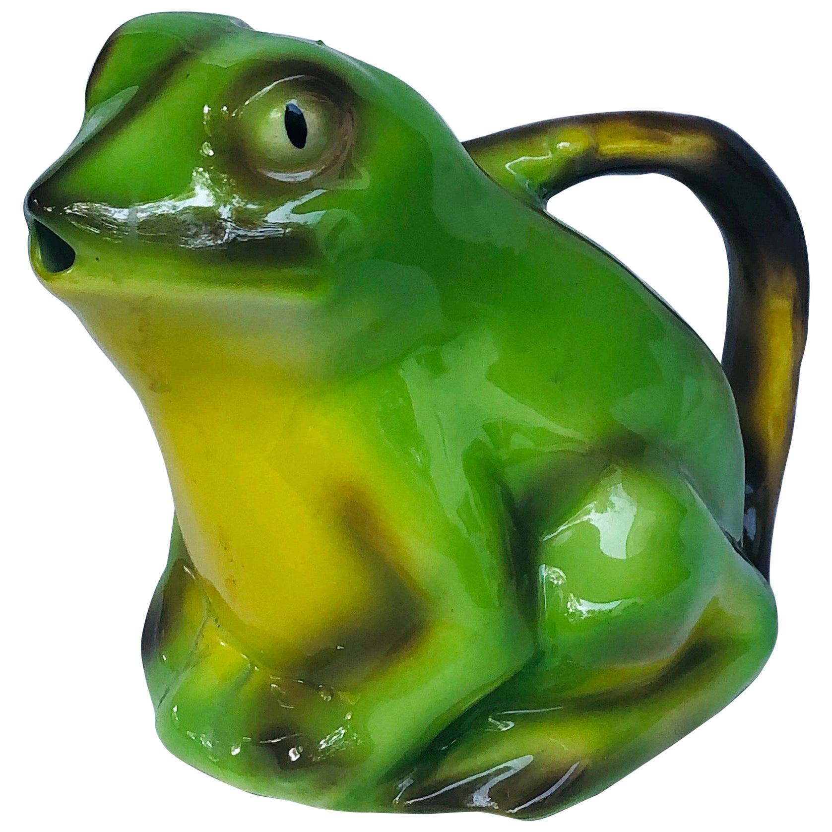 Tony Wood Whimsical Art Pottery Frog Creamer or Pitcher For Sale