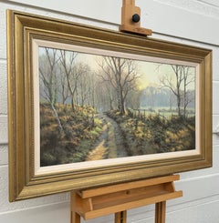 Country Lane in Wintertime with Winter Sun through the Trees by British Artist