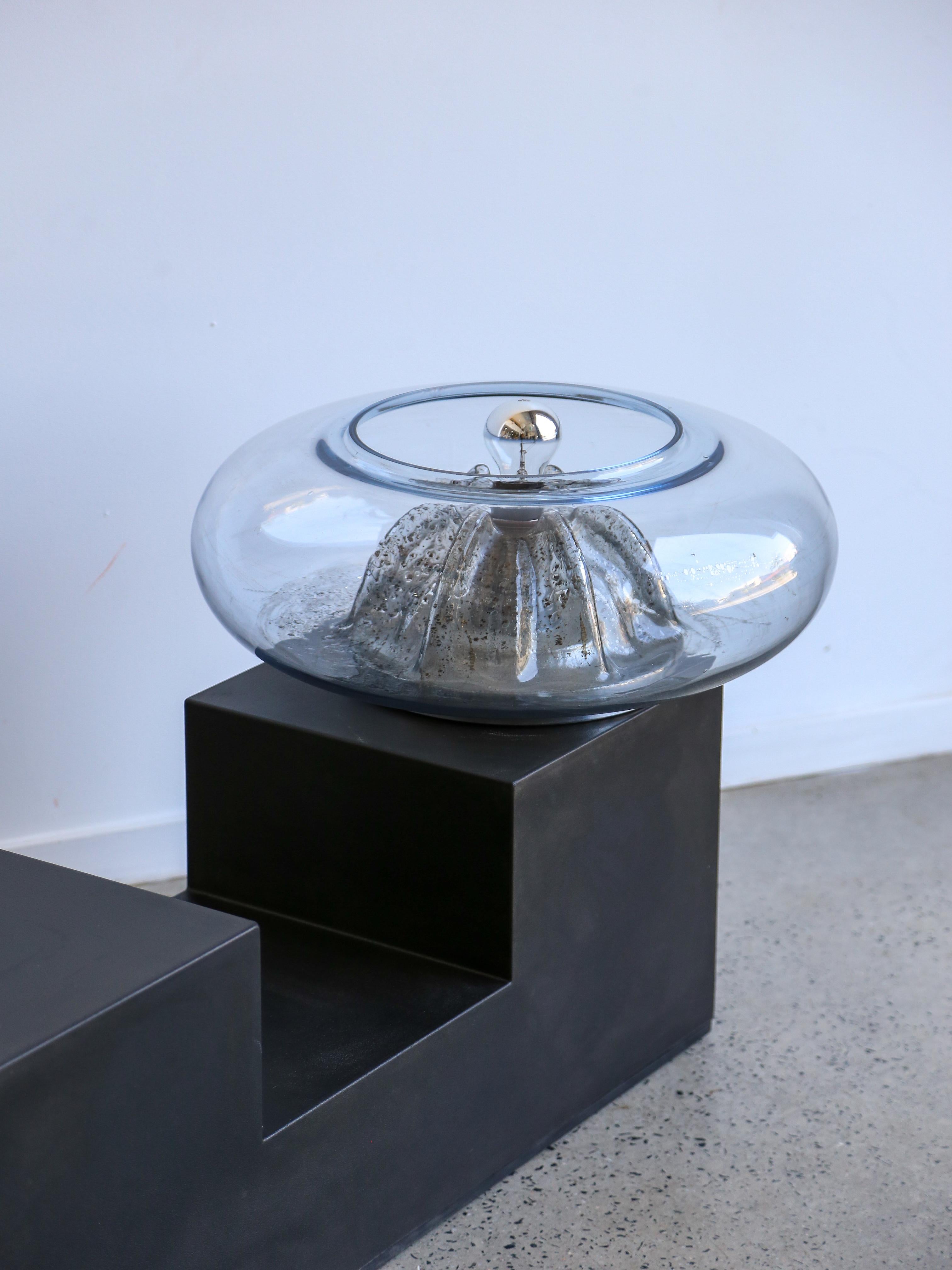 Italian Tony Zuccheri Vulcano Chrome & Murano Glass Table Lamp For Sale