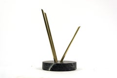Earthshine (Maquette) - small, polished brass and soapstone tabletop sculpture