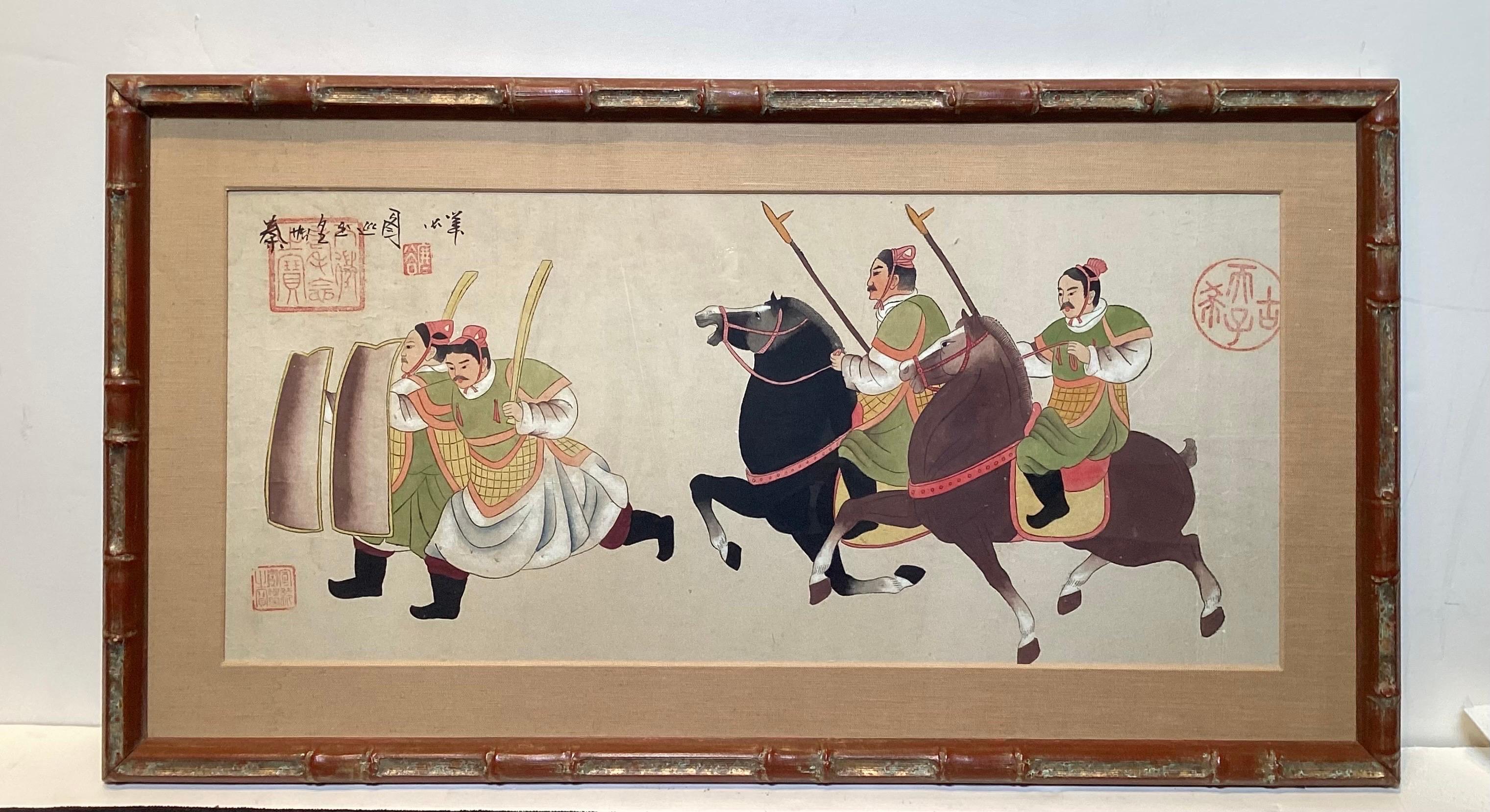 Two Antique Chinese Watercolors Emporer Qun Shi Huang Qin Dynasty  For Sale 1