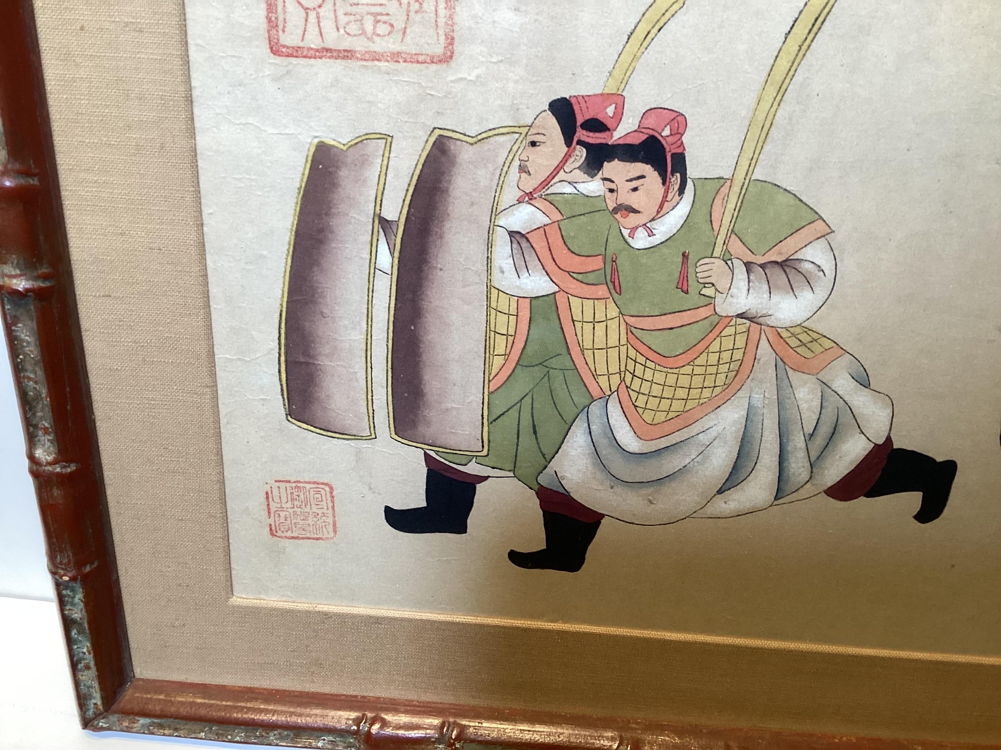 Two Antique Chinese Watercolors Emporer Qun Shi Huang Qin Dynasty  For Sale 3