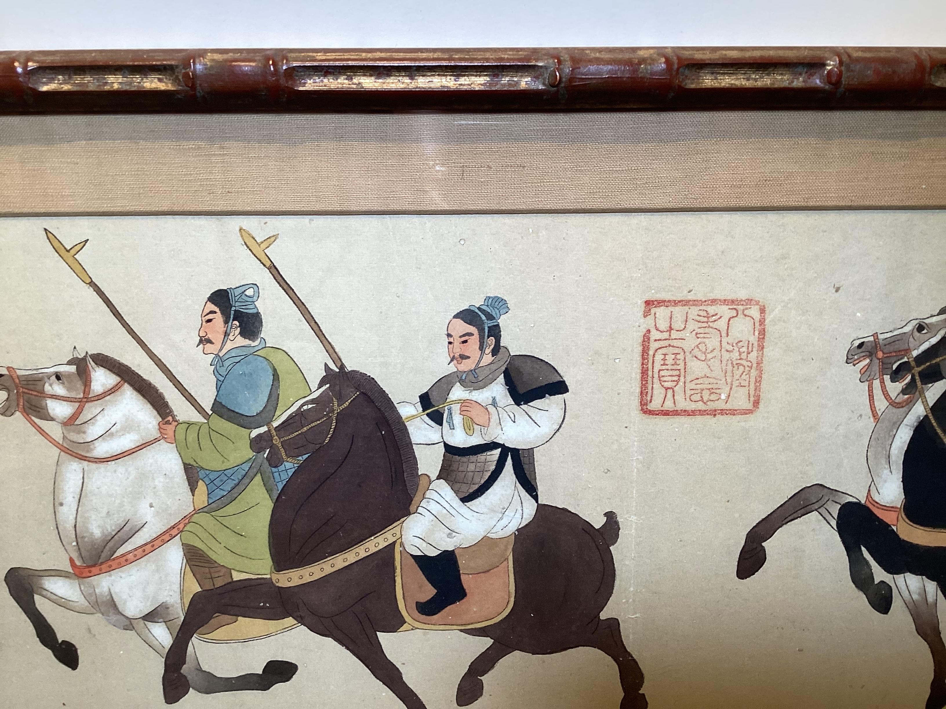 Hand-Painted Two Antique Chinese Watercolors Emporer Qun Shi Huang Qin Dynasty  For Sale