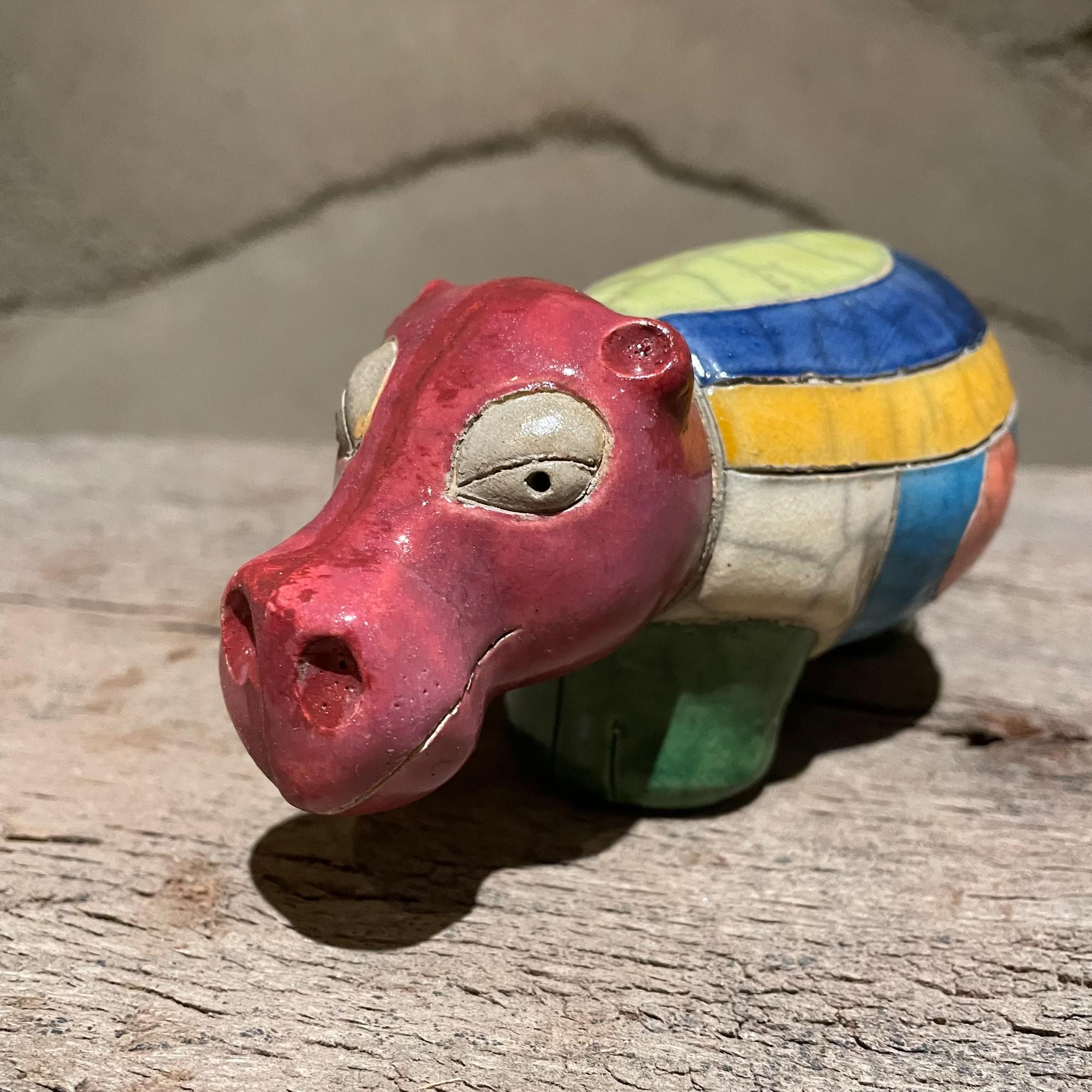 1970s Too Cute Colorful Ceramic Pottery Animals Hippo Pig Horse  For Sale 1