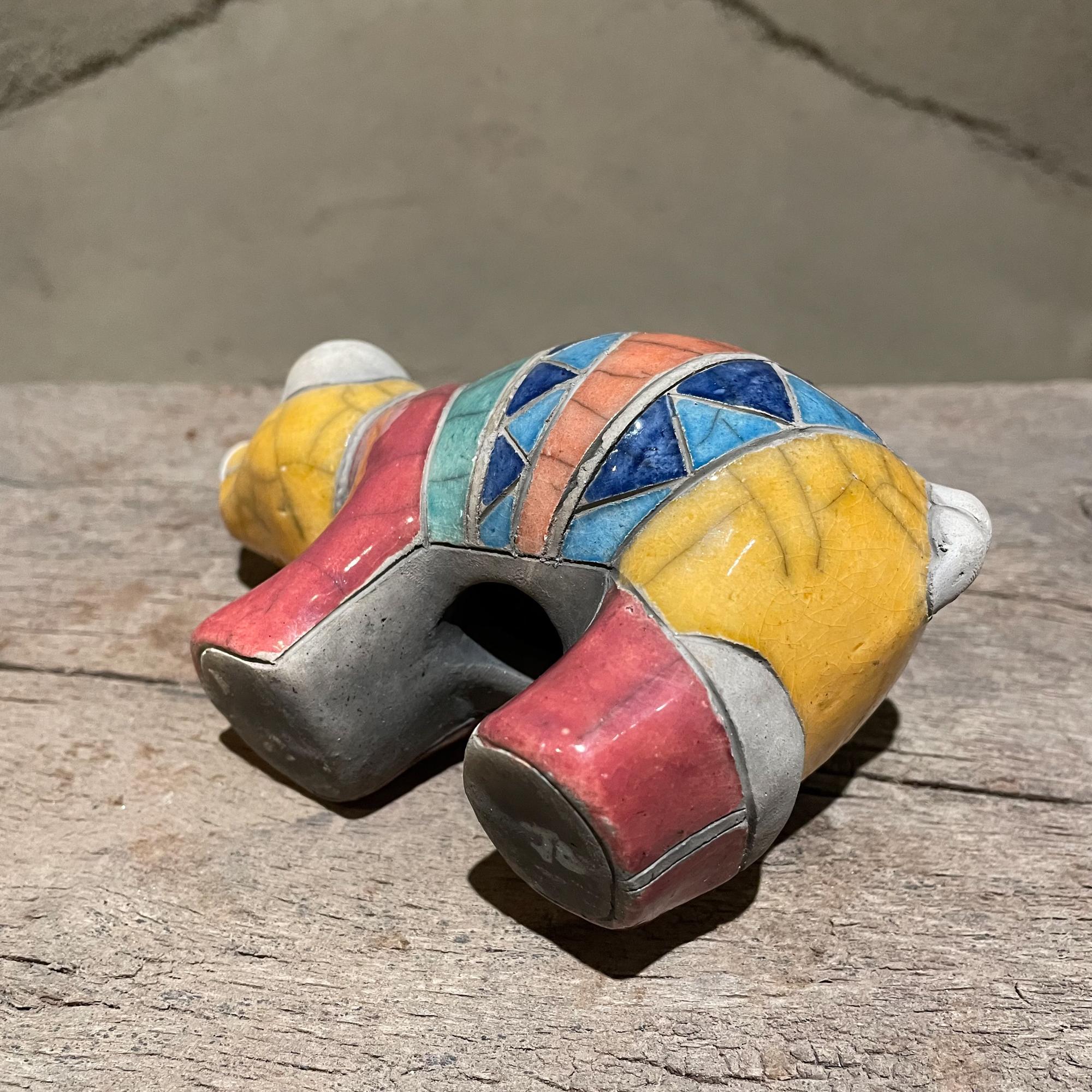 Mid-Century Modern 1970s Too Cute Colorful Ceramic Pottery Animals Hippo Pig Horse  For Sale