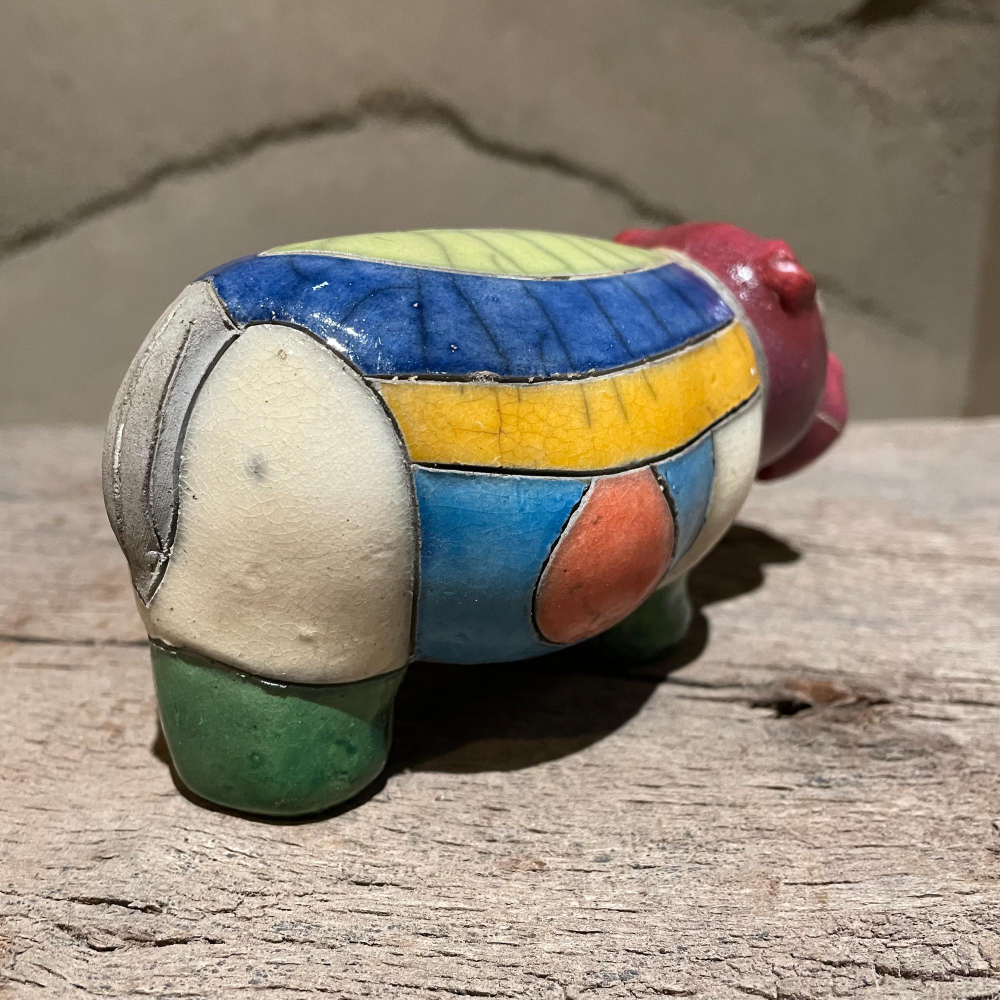 1970s Too Cute Colorful Ceramic Pottery Animals Hippo Pig Horse  In Good Condition For Sale In Chula Vista, CA