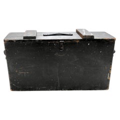 Tool Box Wooden with Leather Details Primitive