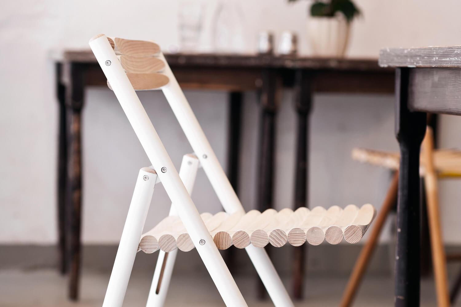 Organic Modern 'Tool' Folding Chairs Made from Wooden Tool Handles by Reinier De Jong For Sale