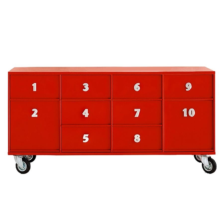 Modern Red Toolbox with Drawers, Designed by Pietro Arosio, Made in Italy For Sale