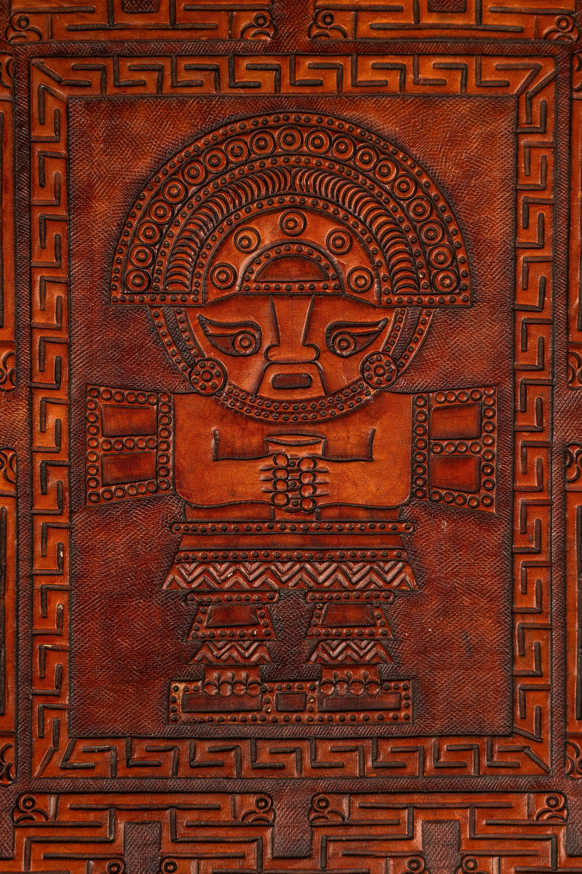 Ottoman / pouf en cuir gaufré, Angel Pazmino, Ecuador, années 1960 8