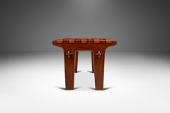 Tooled Embossed Leather Sling Ottoman / Footstool, Angel Pazmino, Ecuador, 1960s