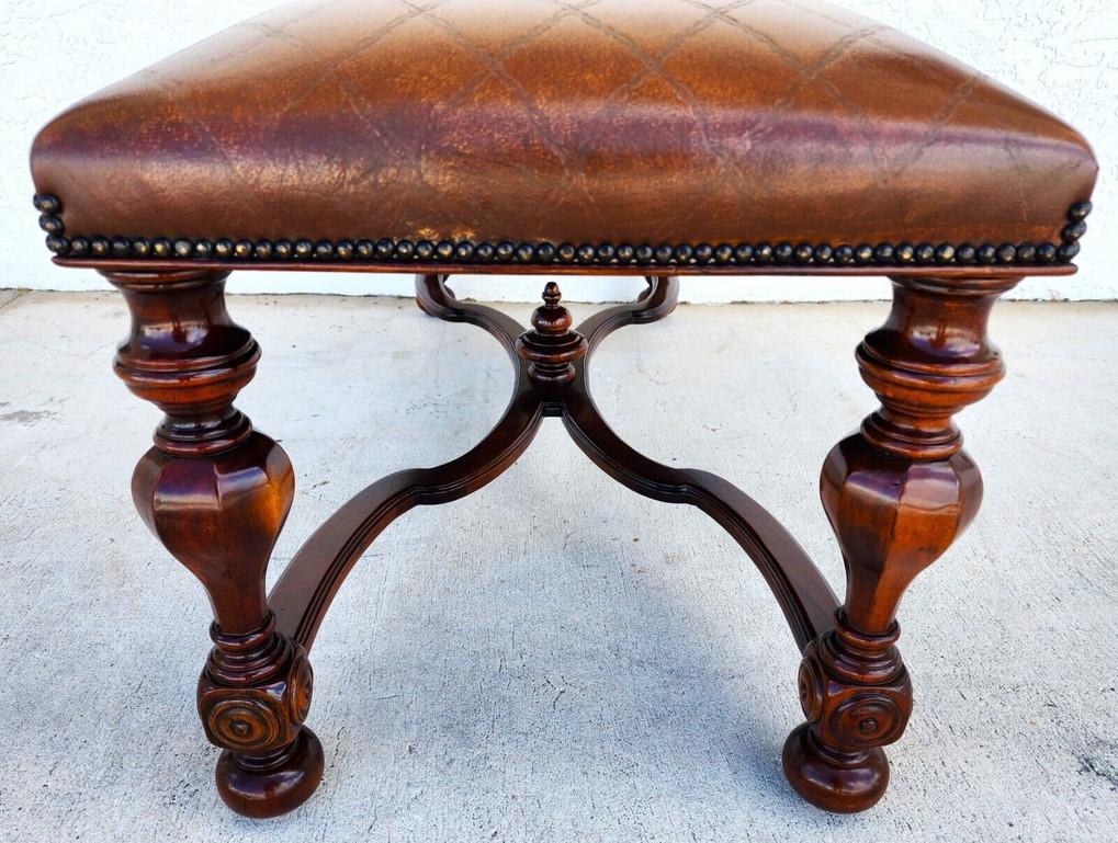 Tooled Leather Bench by Theodore Alexander 6