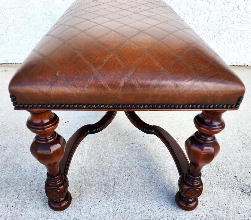 20th Century Tooled Leather Bench by Theodore Alexander