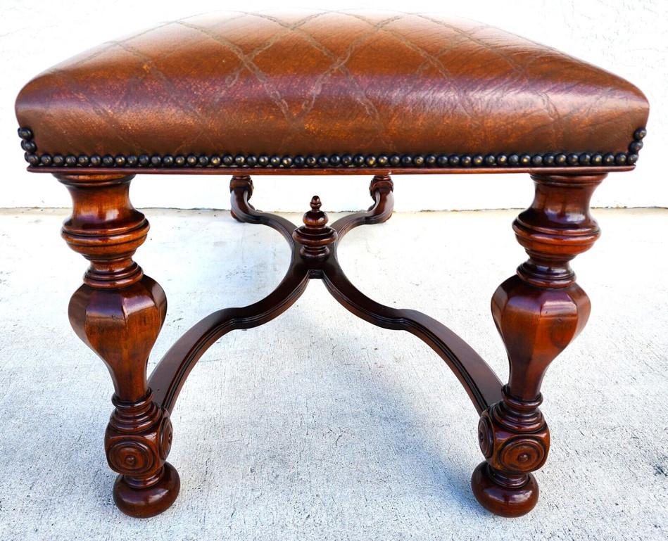 Tooled Leather Bench by Theodore Alexander 1