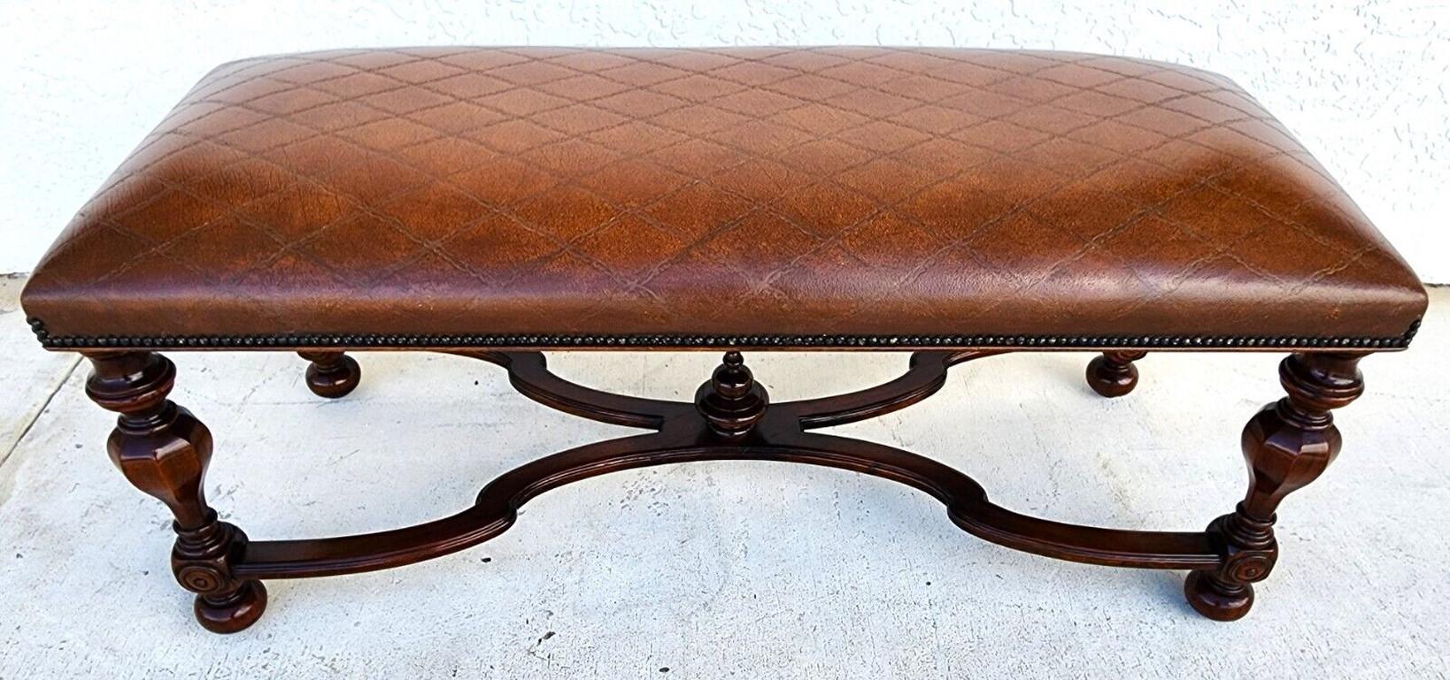 Tooled Leather Bench by Theodore Alexander 2