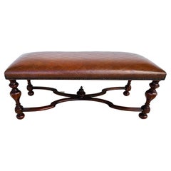 Vintage Tooled Leather Bench by Theodore Alexander