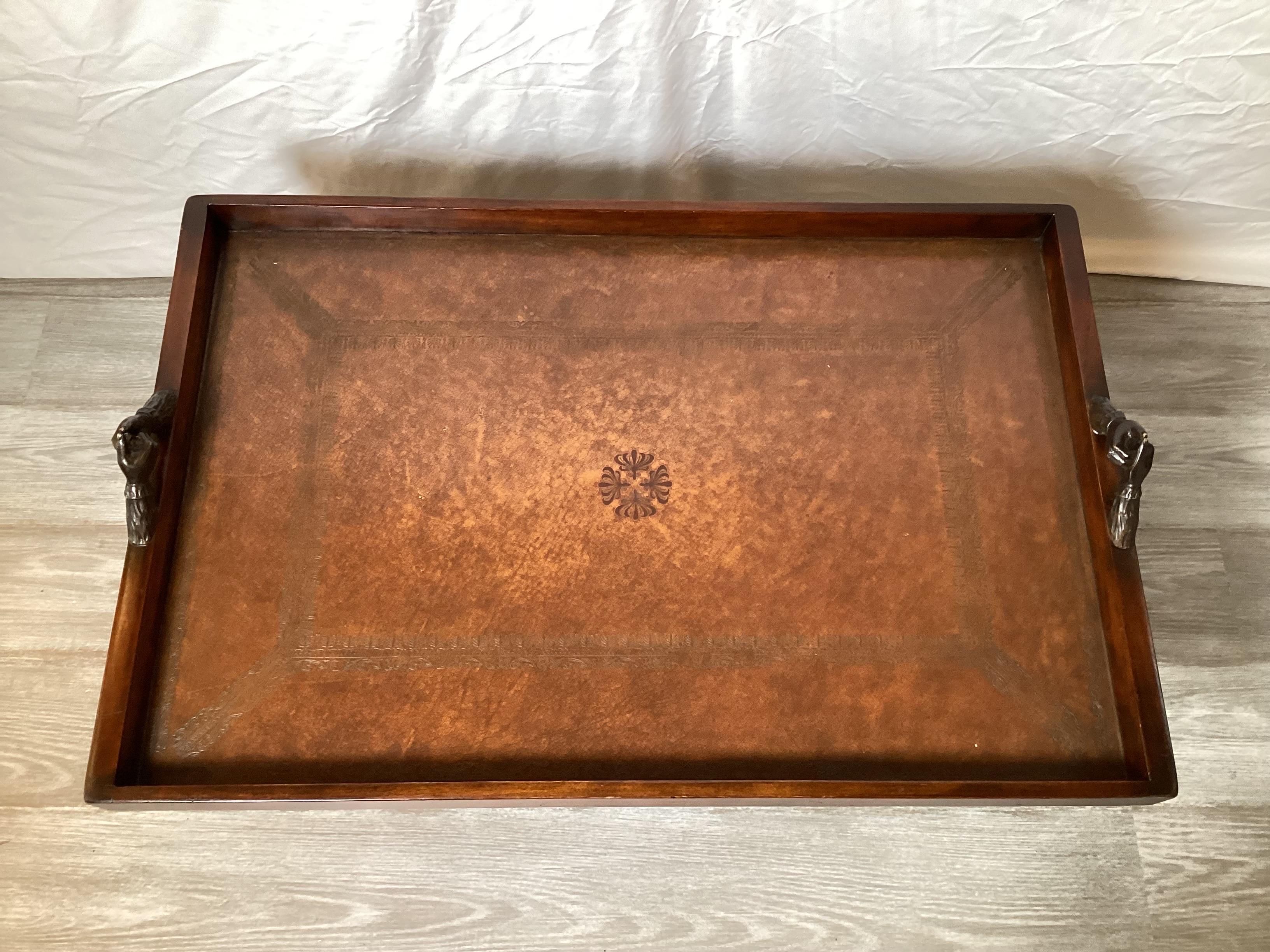 20th Century Tooled Leather Drinks Tray by Theodore Alexander