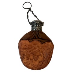 Antique Tooled Leather Expandable Bag