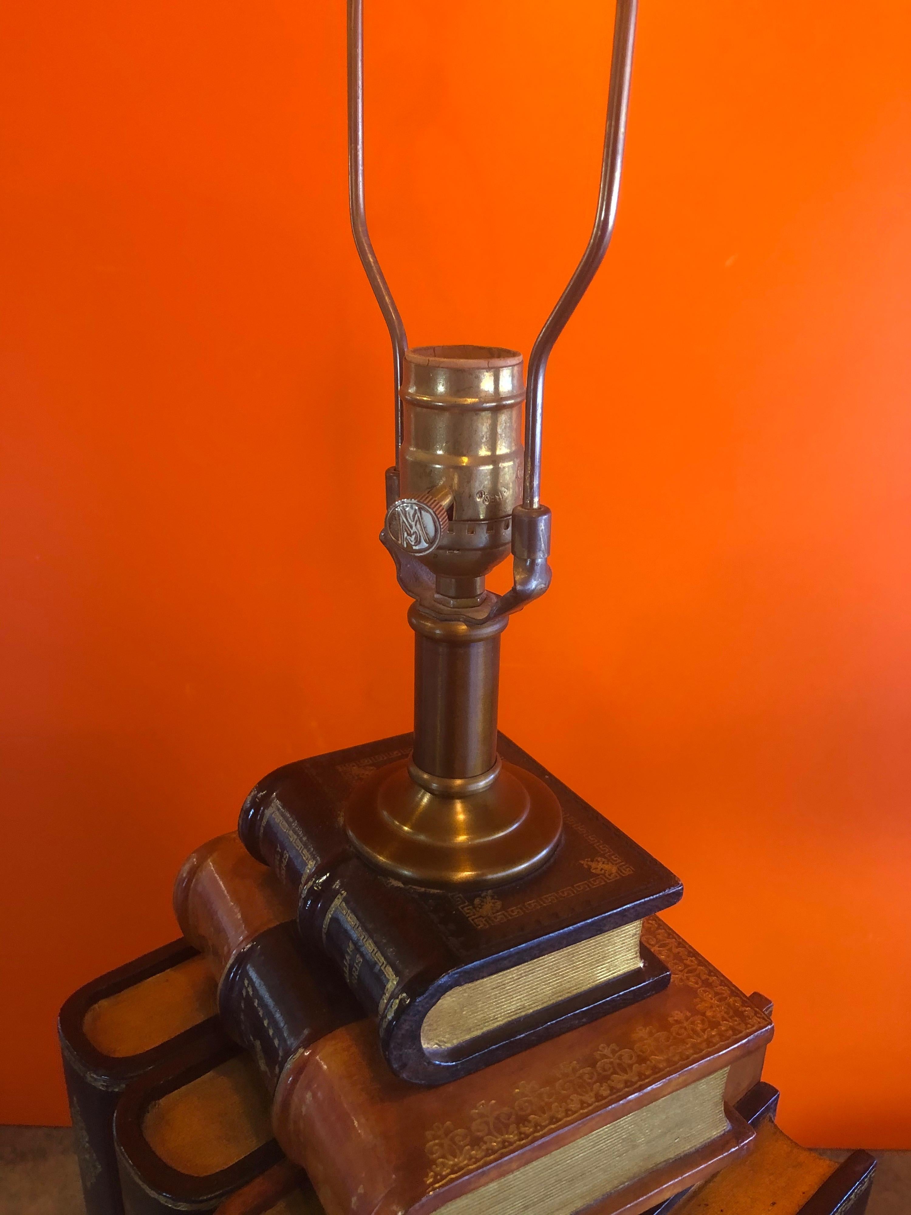 Tooled Leather Faux Books Table Lamp by Maitland Smith 3