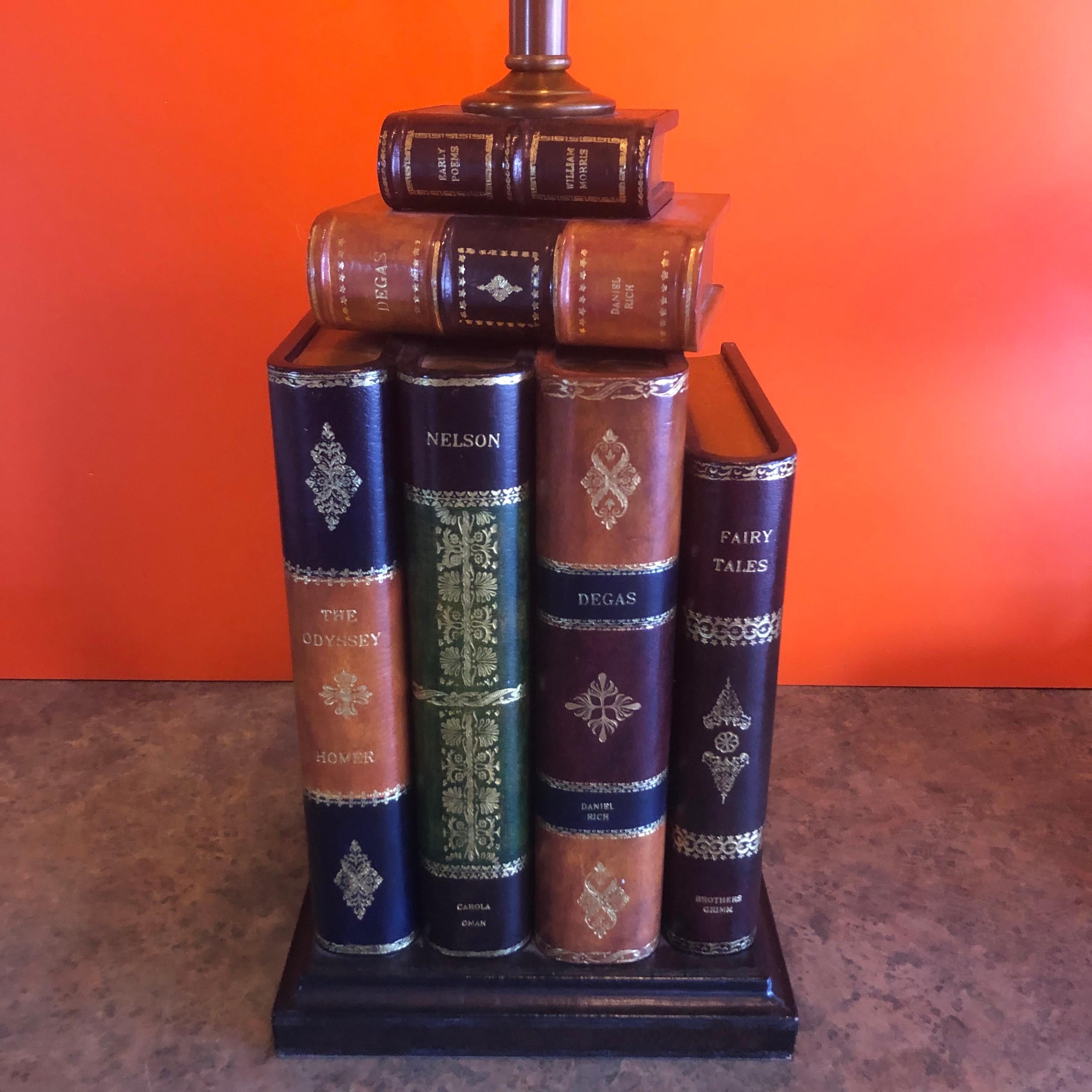 Philippine Tooled Leather Faux Books Table Lamp by Maitland Smith