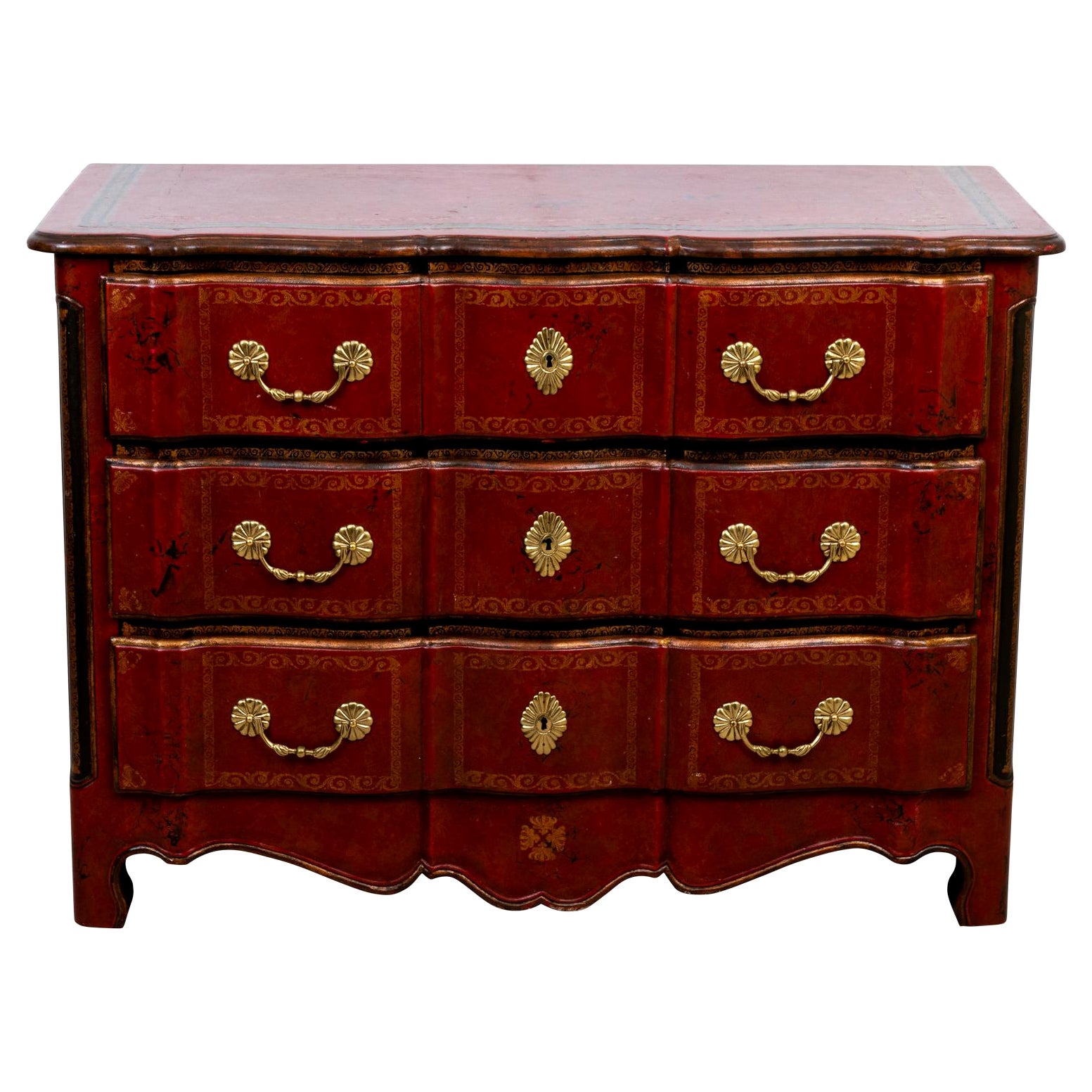 Tooled Leather Italian Chest For Sale