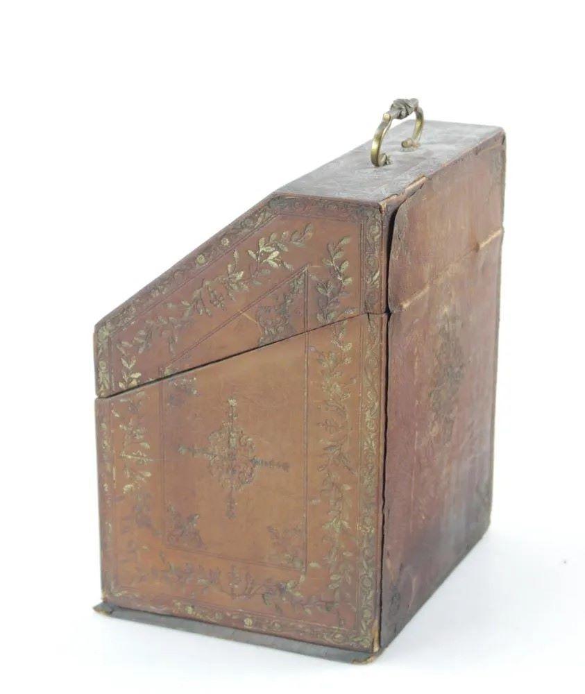 French Tooled Leather Letter Box, 18th C.