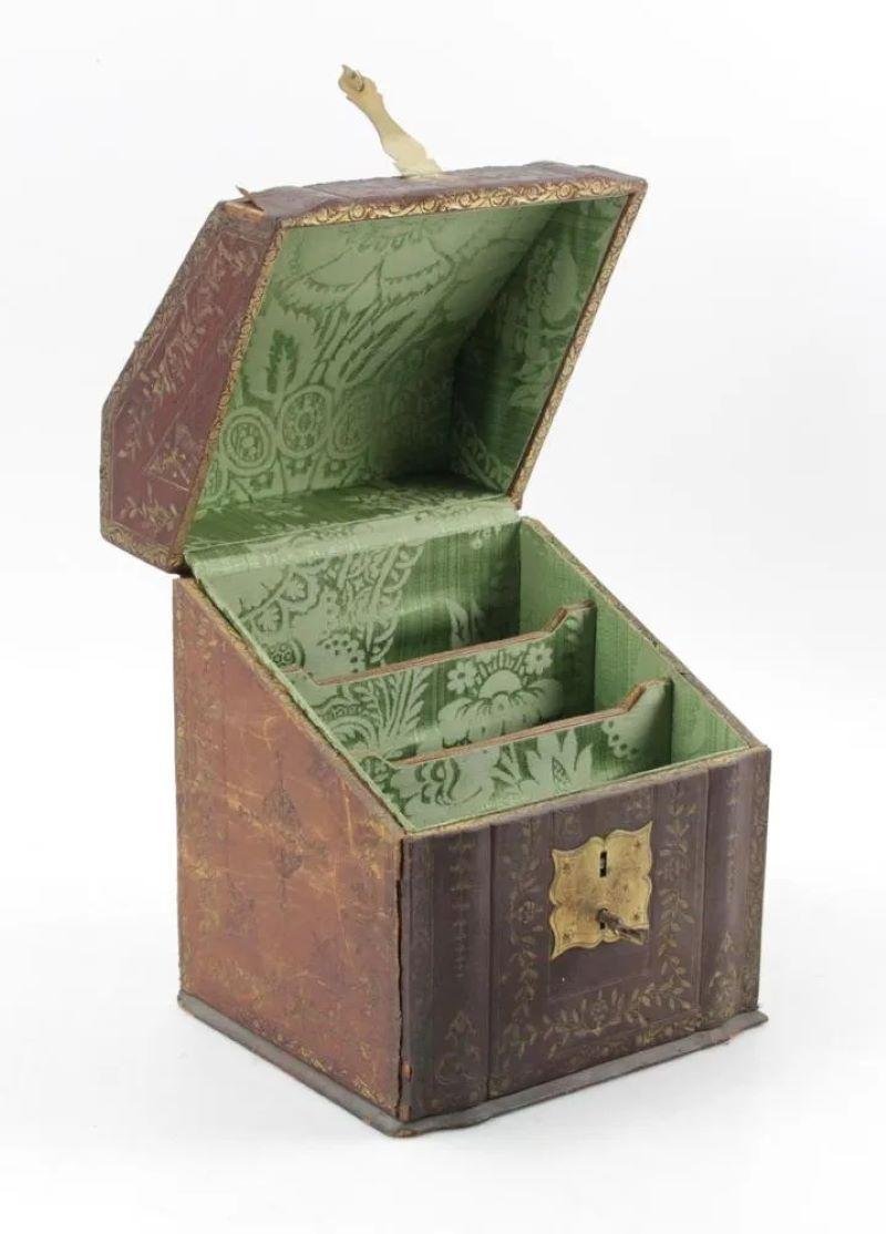 Tooled Leather Letter Box, 18th C. 1