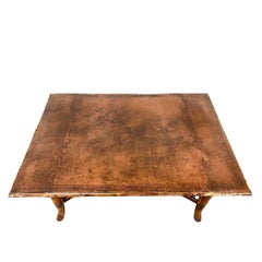 Tooled Leather Rectangular Bamboo Center Table