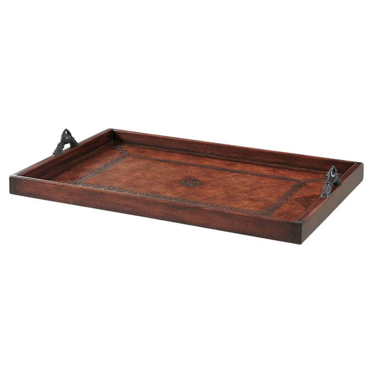 Tooled Leather Serving Tray For Sale at 1stDibs