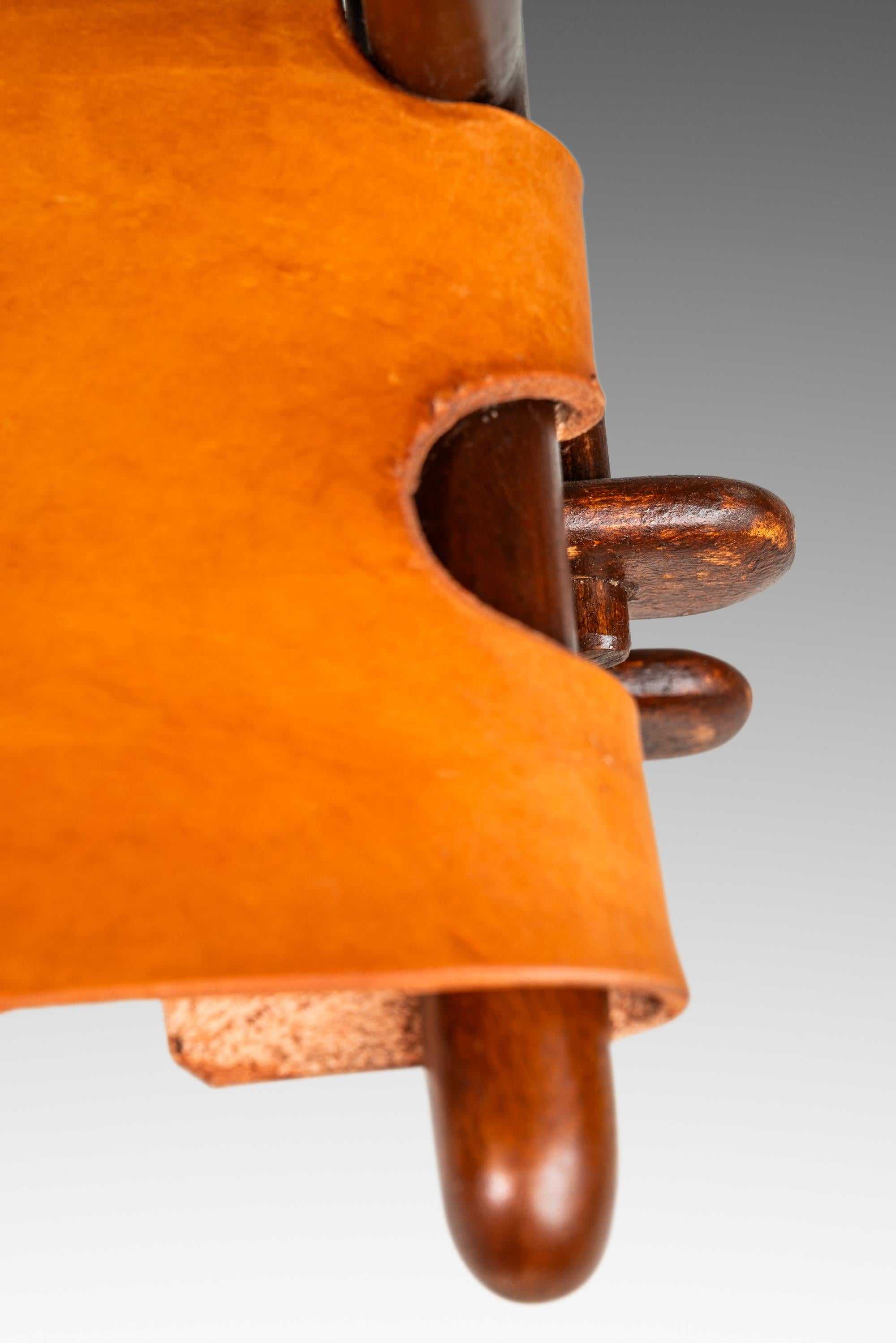 Tooled Leather Sling Safari / Lounge Chair by Angel Pazmino, Ecuador, c. 1960s For Sale 4