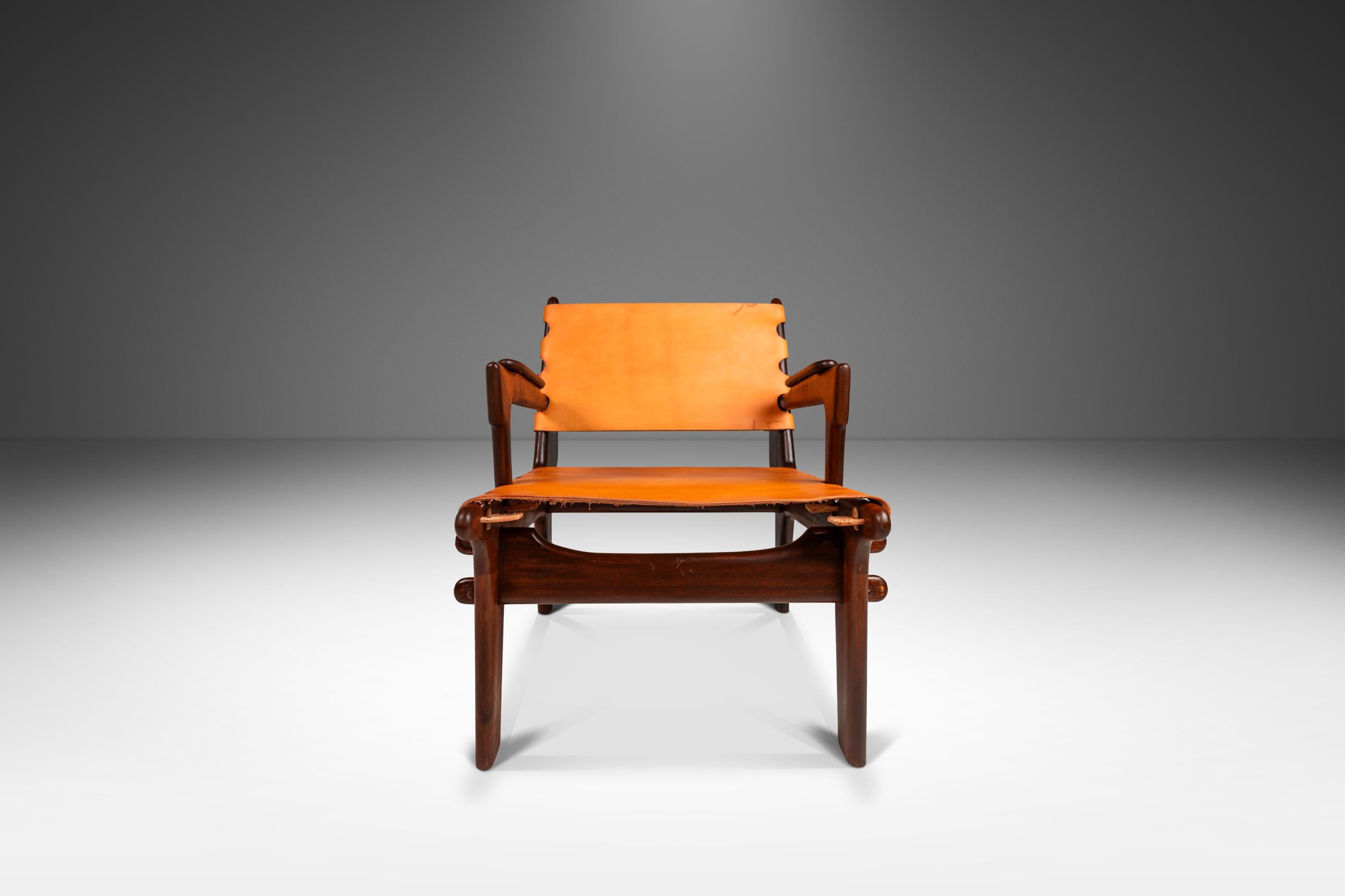 Tooled Leather Sling Safari / Lounge Chair by Angel Pazmino, Ecuador, c. 1960s For Sale 5