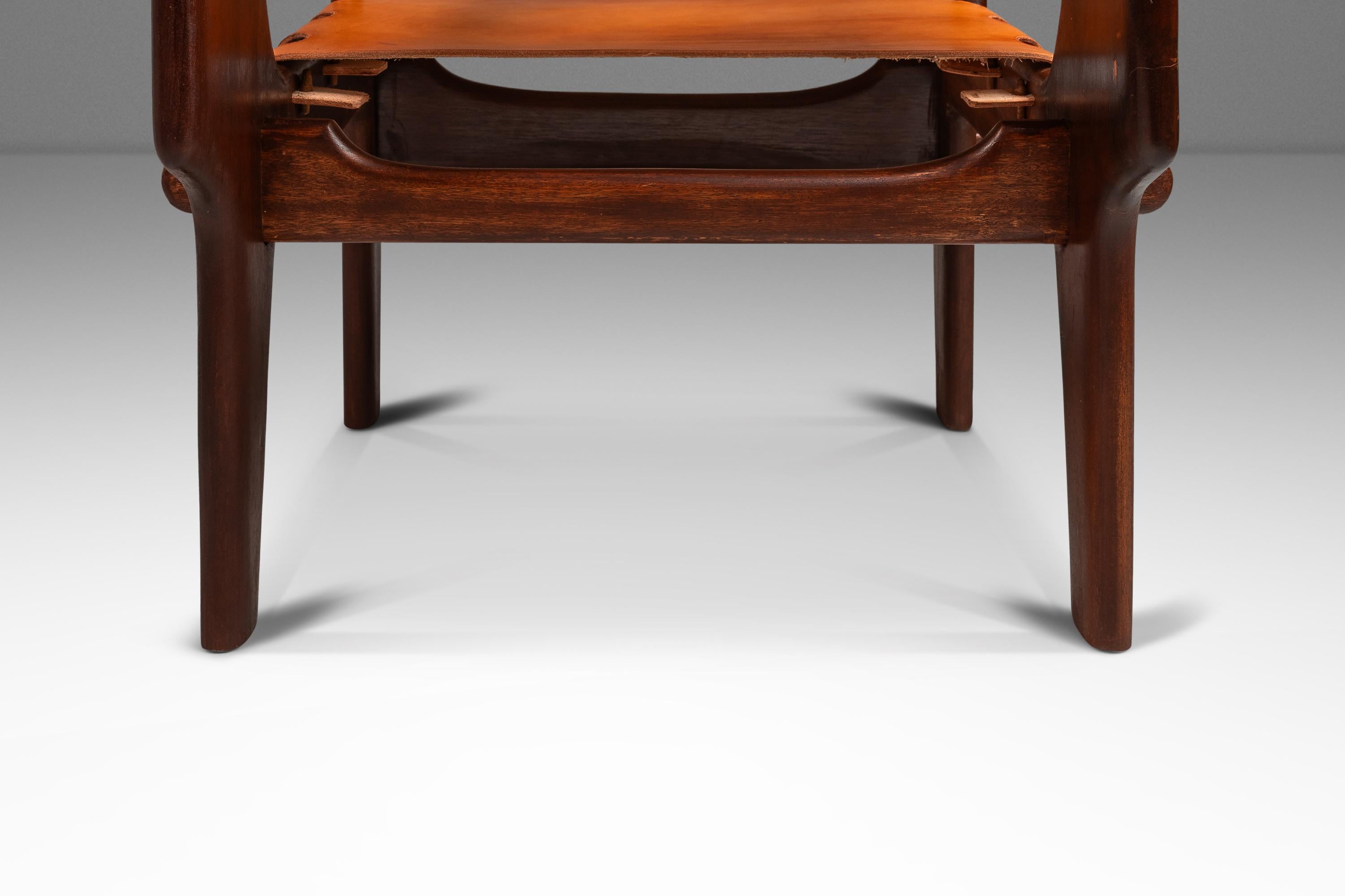 Tooled Leather Sling Safari / Lounge Chair by Angel Pazmino, Ecuador, c. 1960s For Sale 9