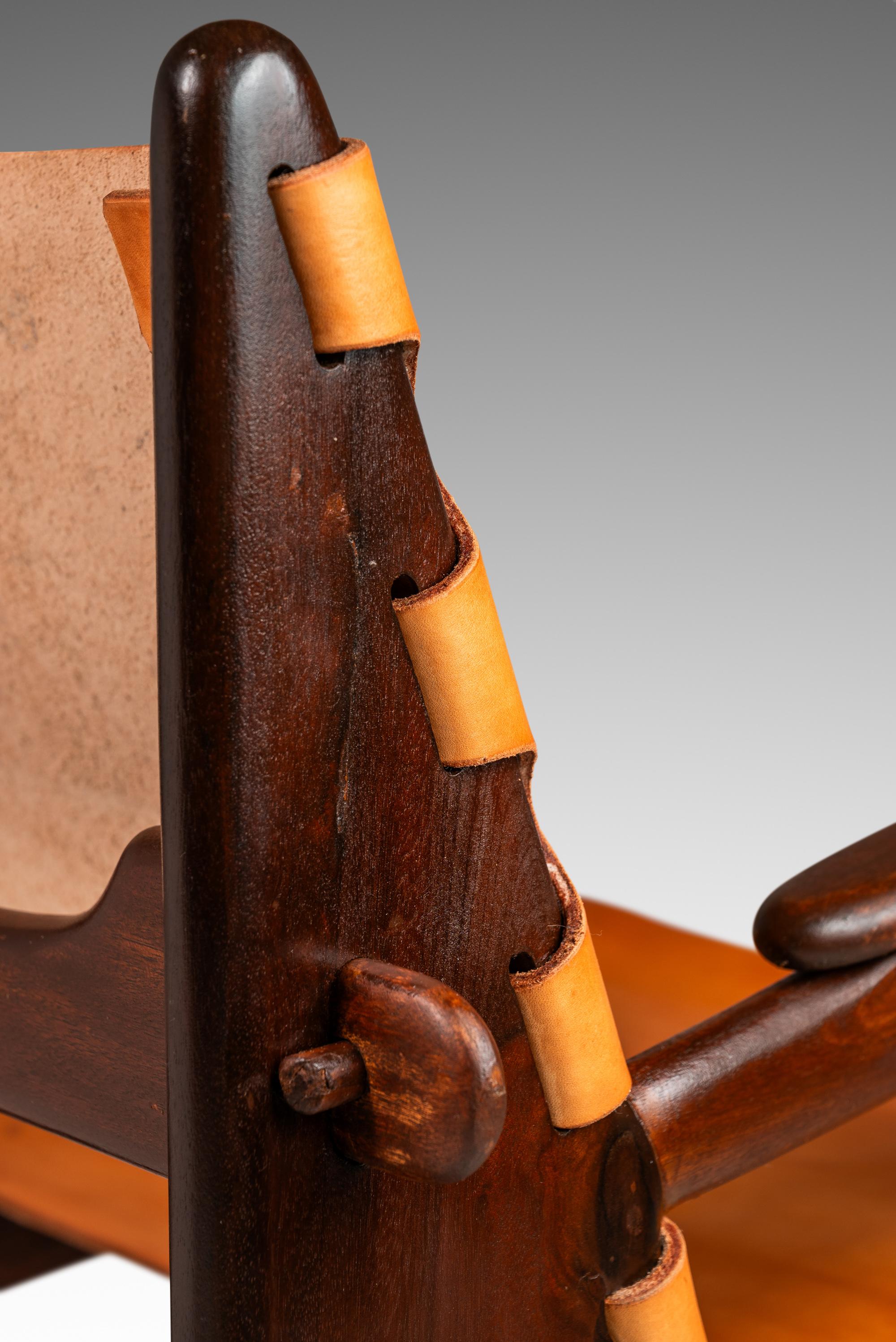 Tooled Leather Sling Safari / Lounge Chair by Angel Pazmino, Ecuador, c. 1960s For Sale 10