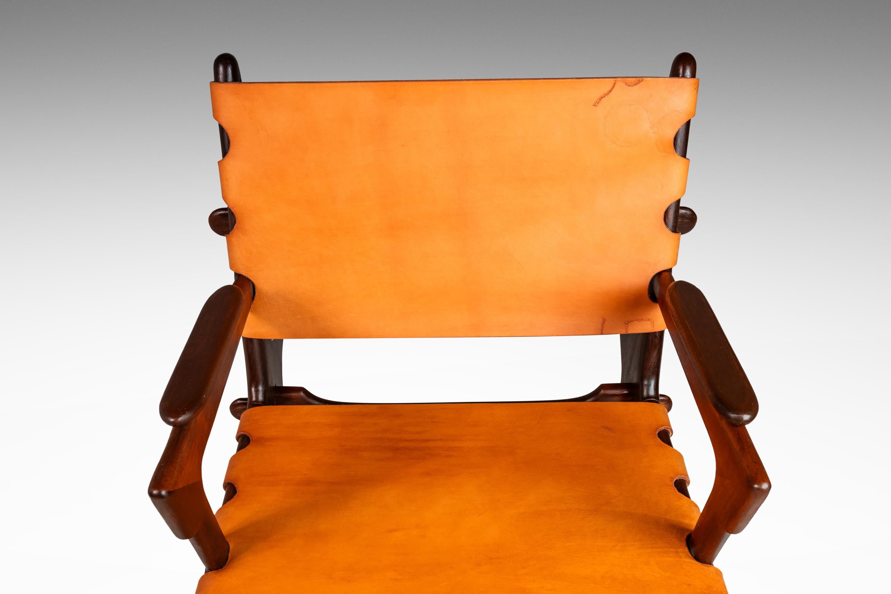 Tooled Leather Sling Safari / Lounge Chair by Angel Pazmino, Ecuador, c. 1960s For Sale 14