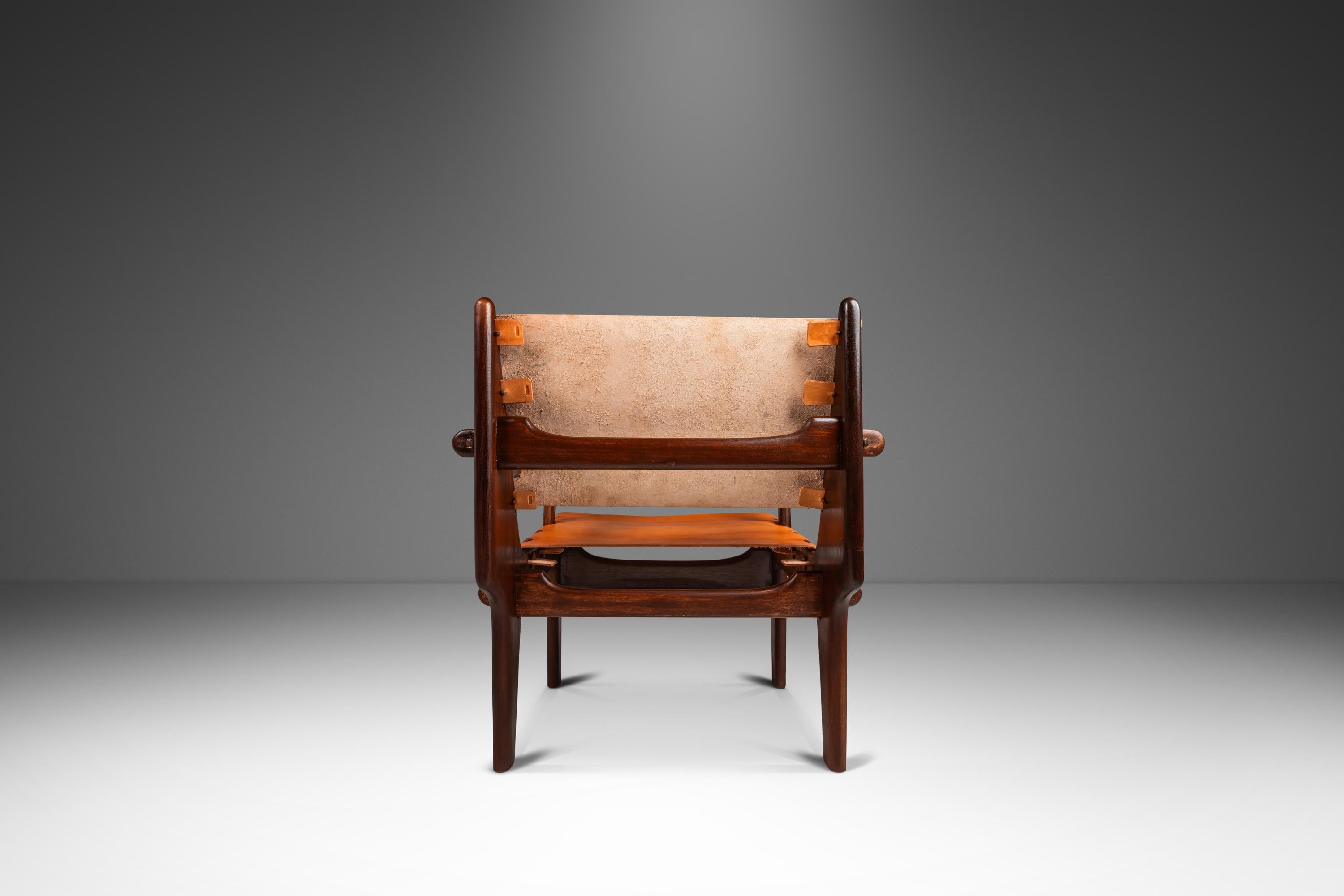 Ecuadorean Tooled Leather Sling Safari / Lounge Chair by Angel Pazmino, Ecuador, c. 1960s  For Sale