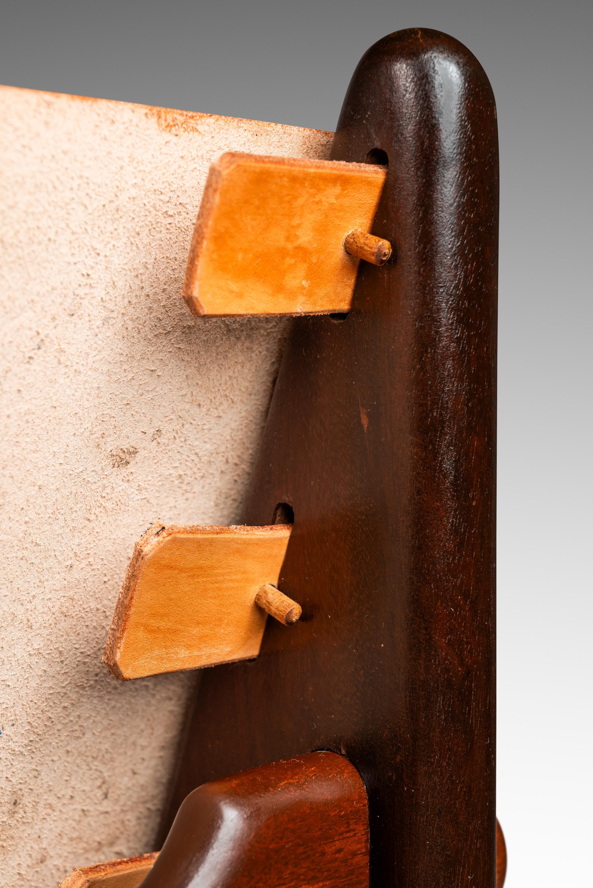 Tooled Leather Sling Safari / Lounge Chair by Angel Pazmino, Ecuador, c. 1960s For Sale 1