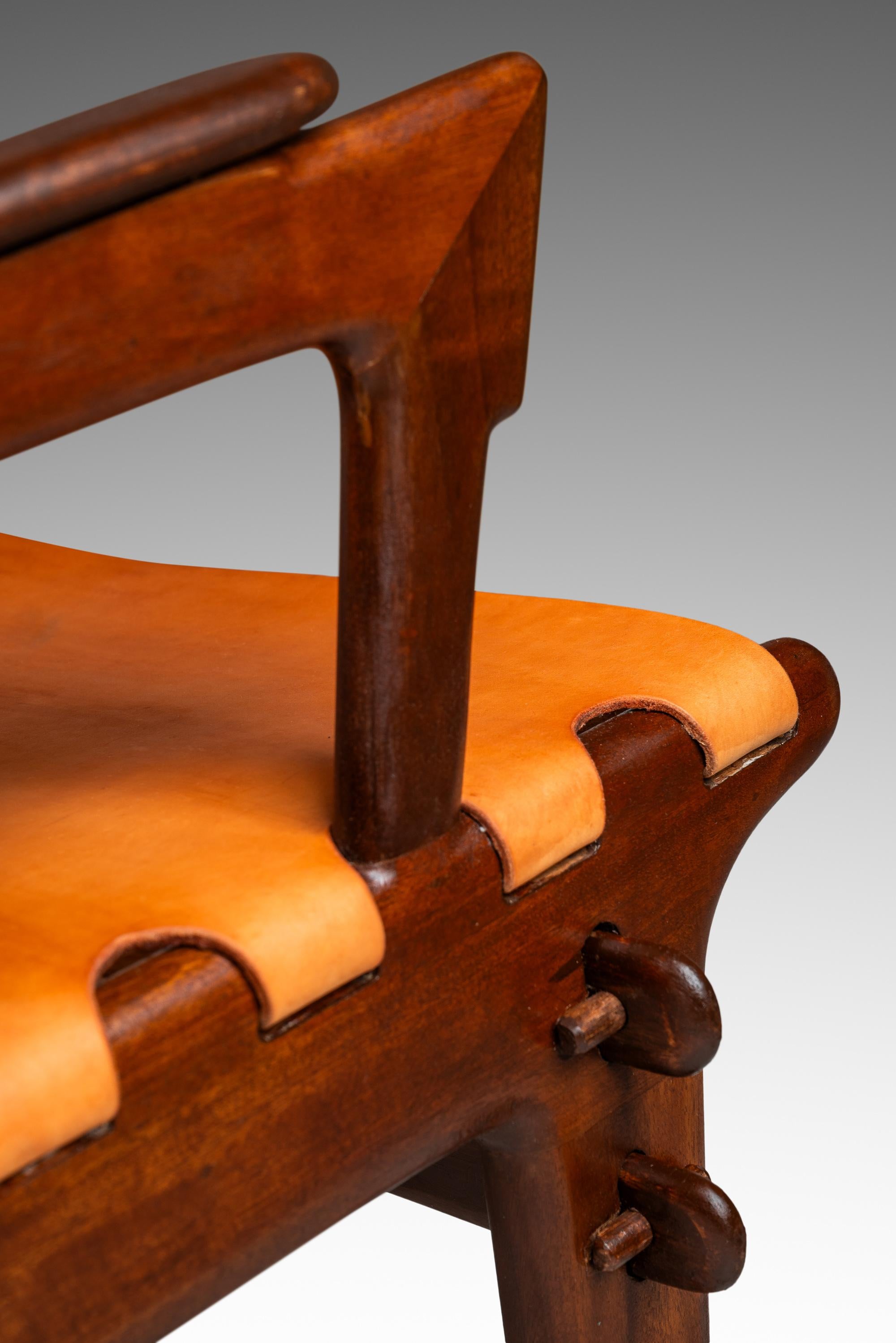 Tooled Leather Sling Safari / Lounge Chair by Angel Pazmino, Ecuador, c. 1960s For Sale 2