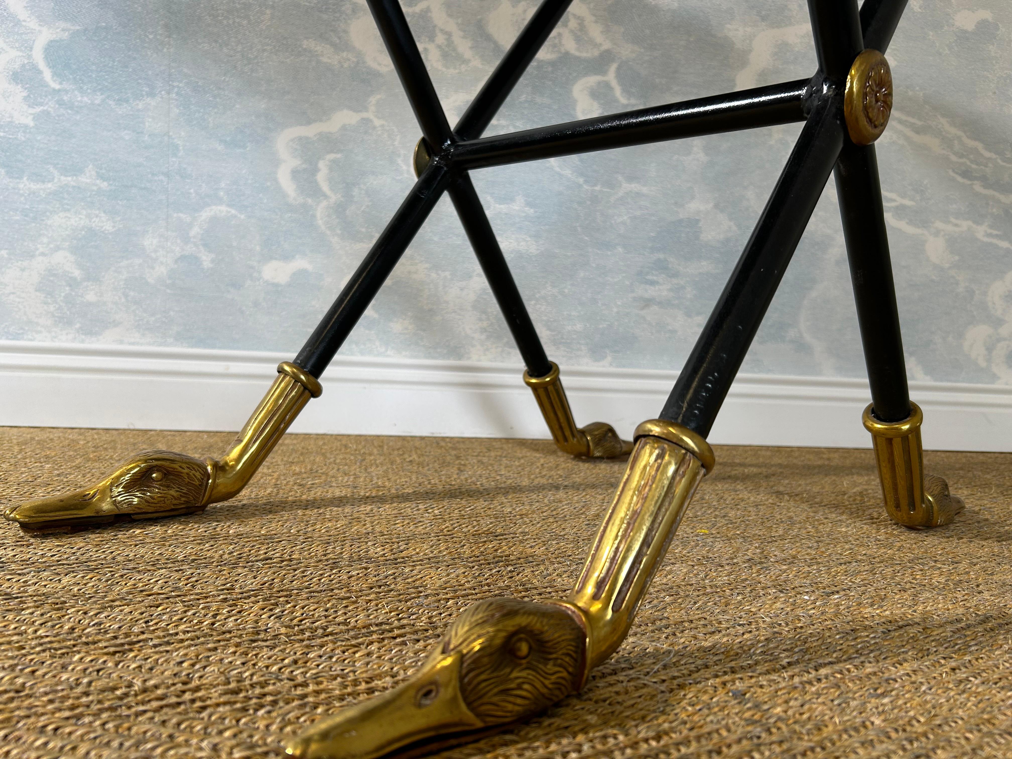 Tooled Leather Top Side Table by Maitland Smith, Hollywood Regency, Mid-Century For Sale 1