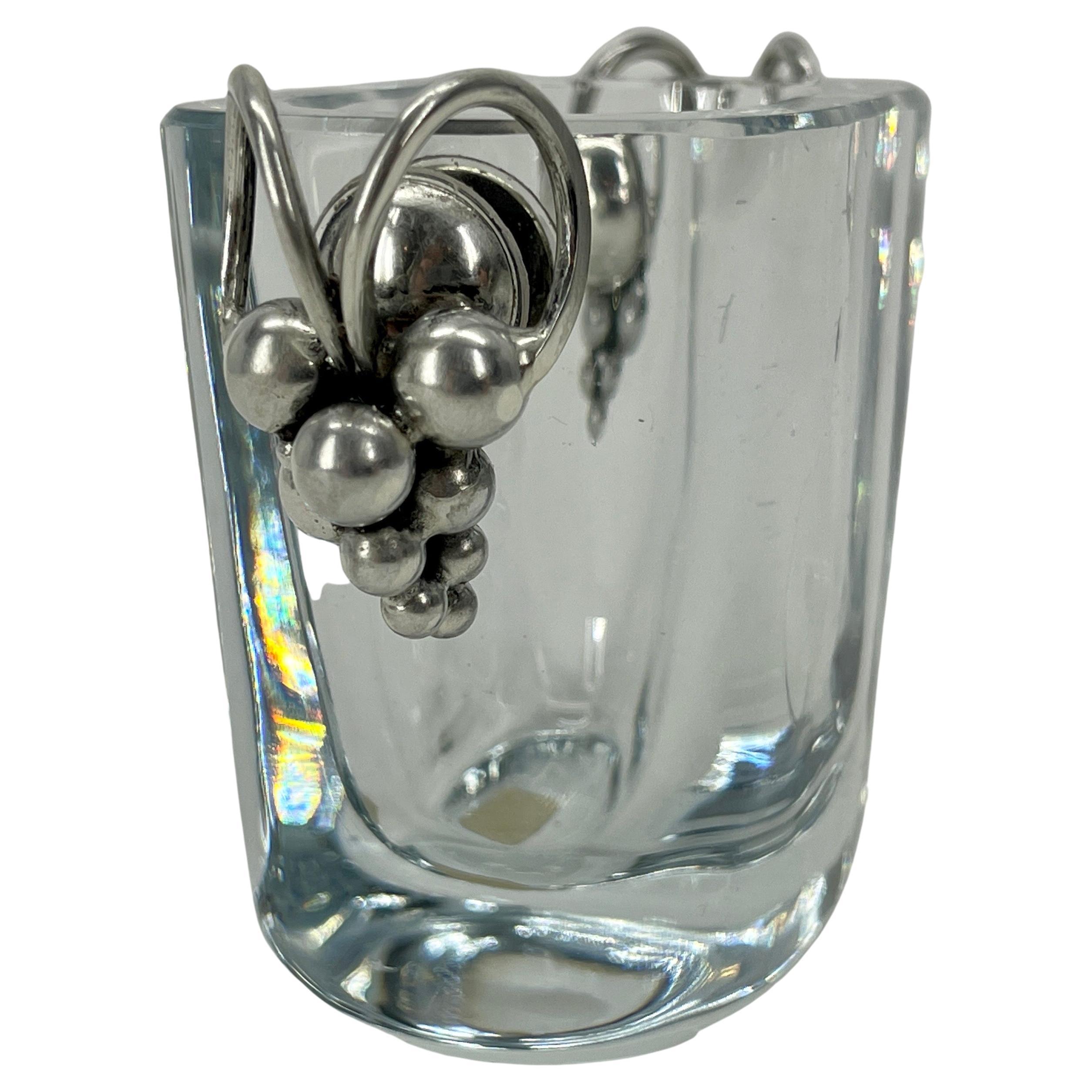 Toothpick Glass Jar with Sterling Silver Grapes by Stromberg, 1938 2