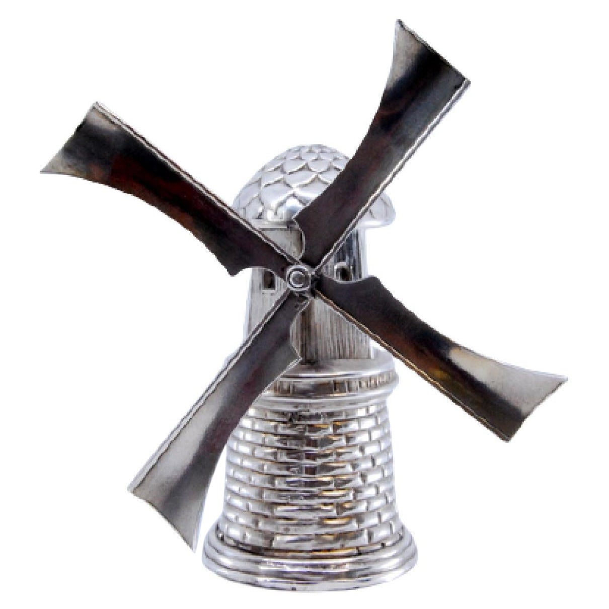 Toothpick holder in the shape of a Dutch-style mill with reliefs