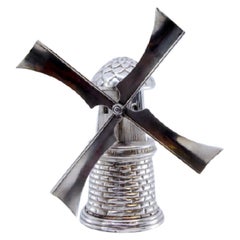 Toothpick holder in the shape of a Dutch-style mill with reliefs