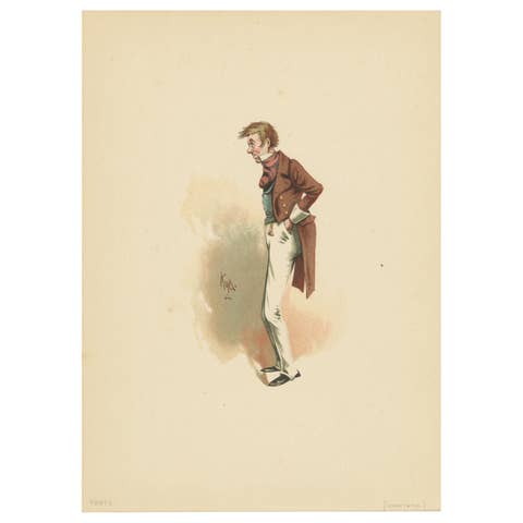 Toots from Dombey & Son – Dickens Character Lithograph by Kyd, c.1889