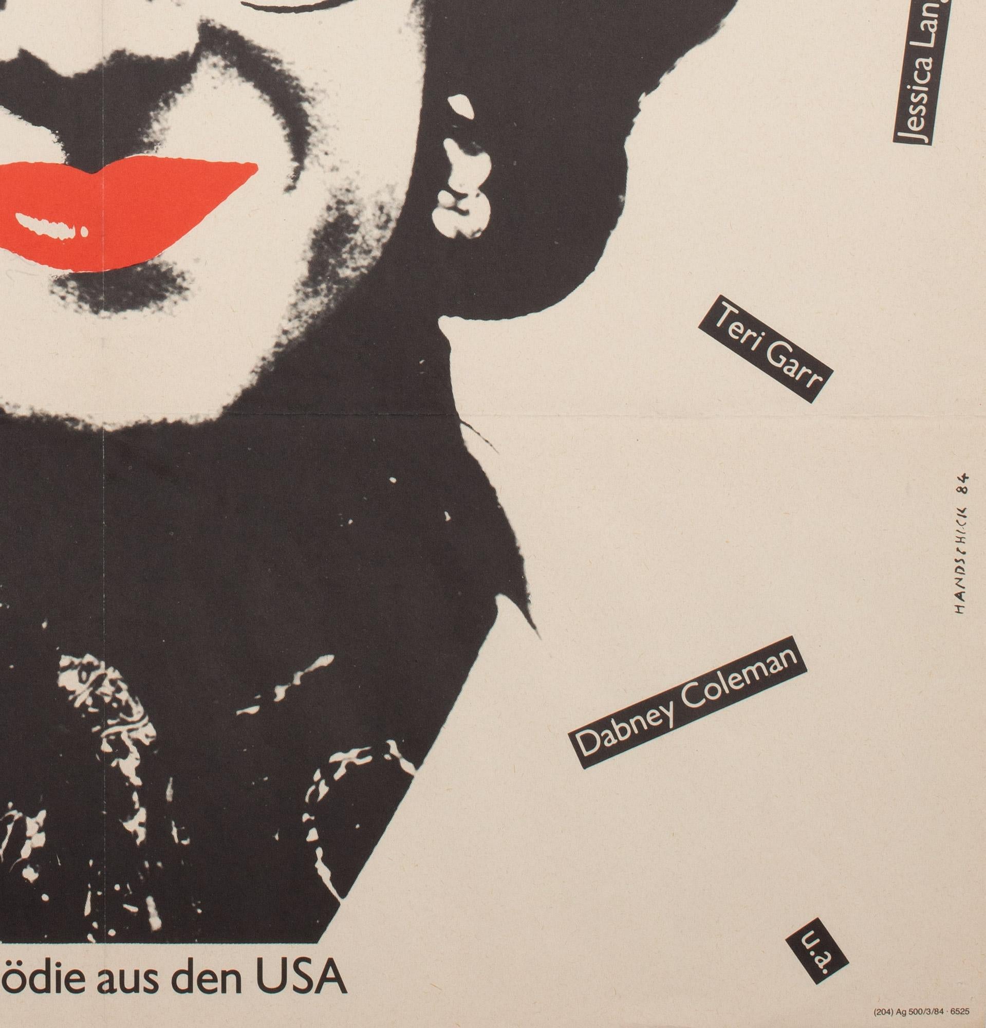 Tootsie 1984 East German A1 Film Movie Poster, Handschick en vente 2