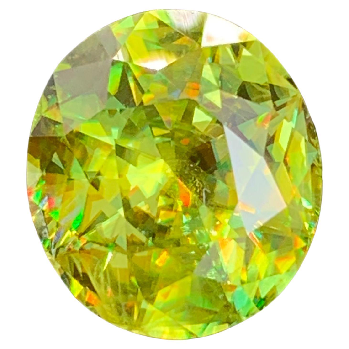 Top AAA Quality 4.45 Carat Natural Loose Fire Sphene Titanite Oval Shape Gem  For Sale