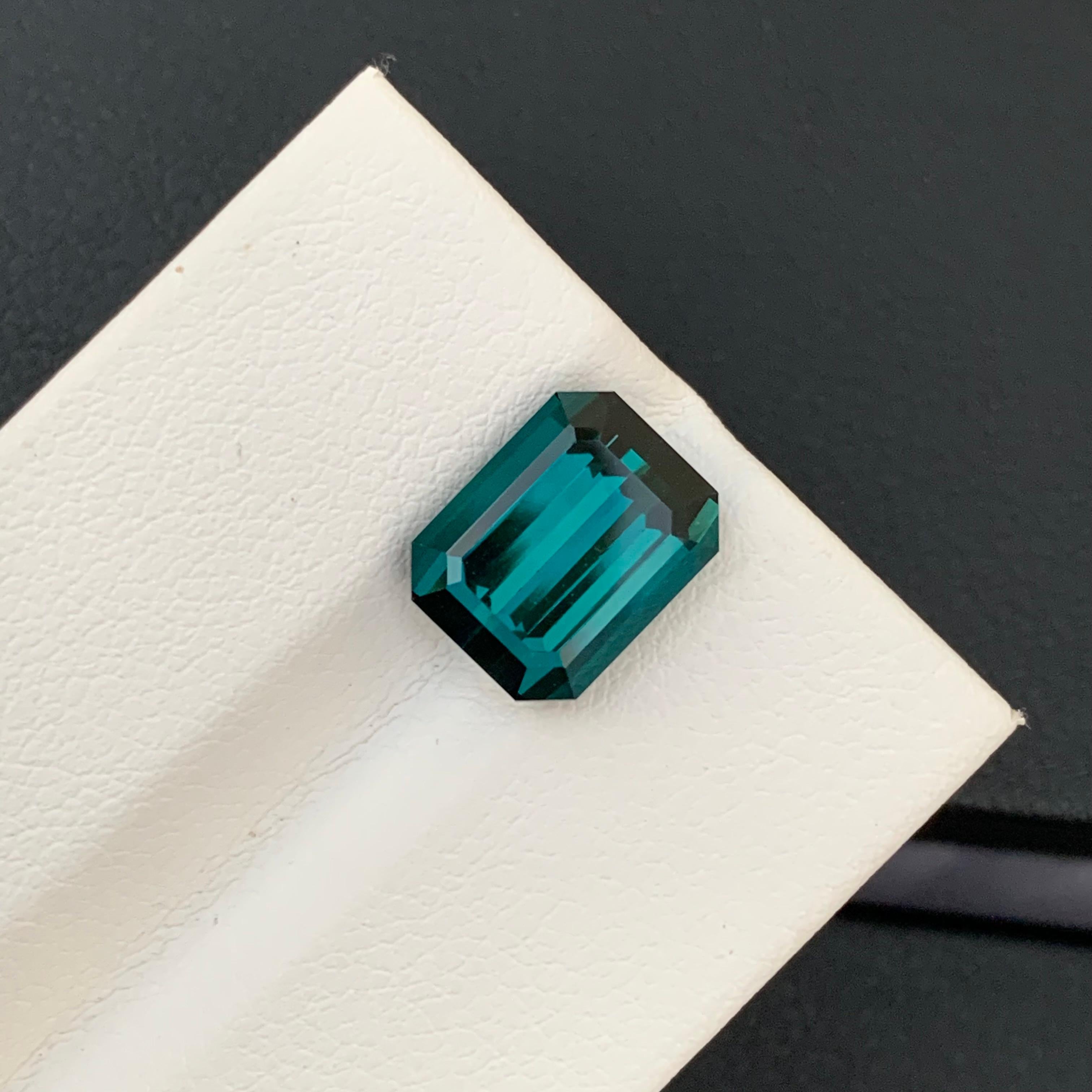 Top AAA Qualität 4,55 Karat Natürlicher loser Indicolith Turmalin Smaragd Form Edelstein im Angebot 5