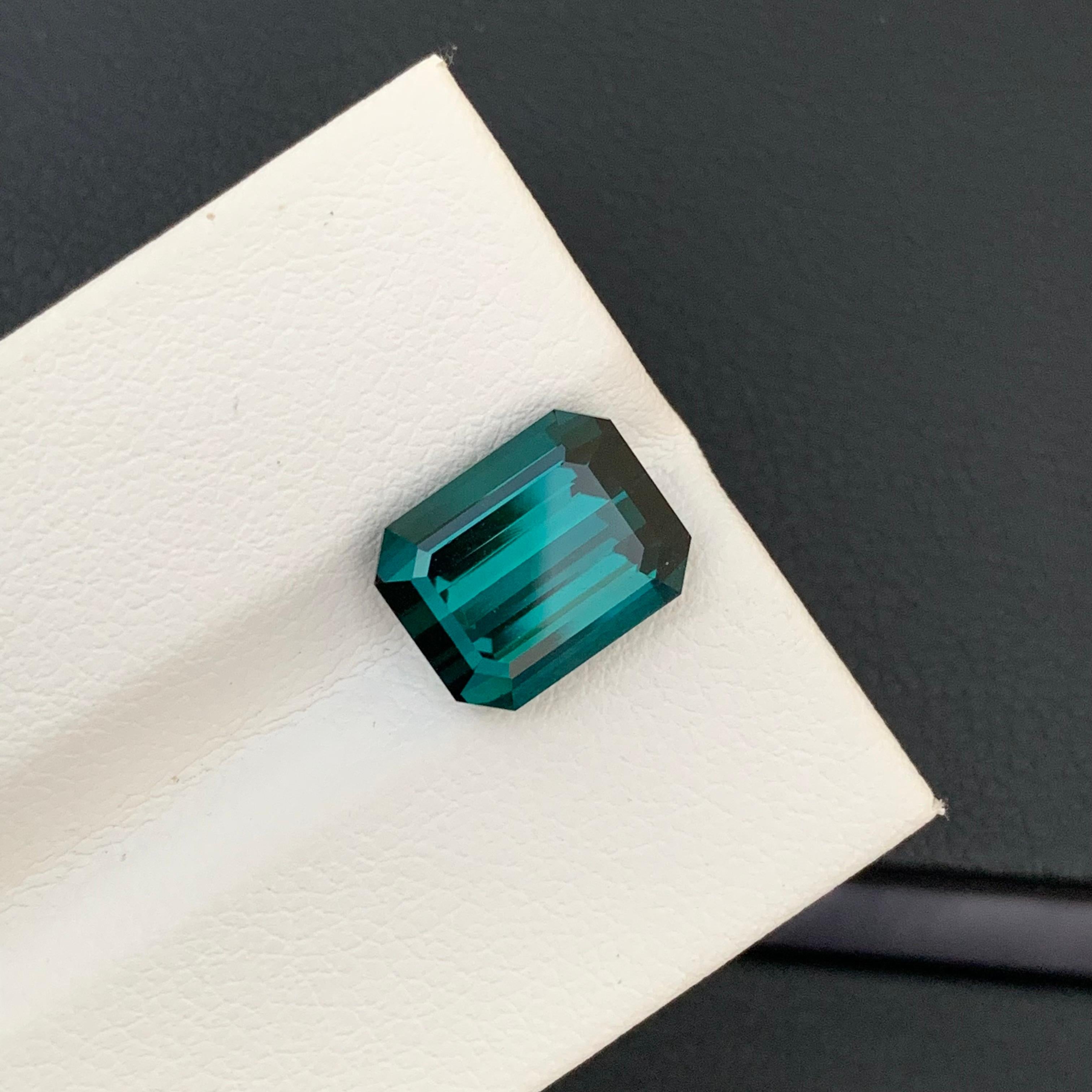 Top AAA Qualität 4,55 Karat Natürlicher loser Indicolith Turmalin Smaragd Form Edelstein im Angebot 2